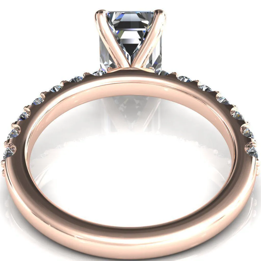 Mylene Emerald Center Stone 4 Prong Sculptural Half Eternity Diamond Engagement Ring