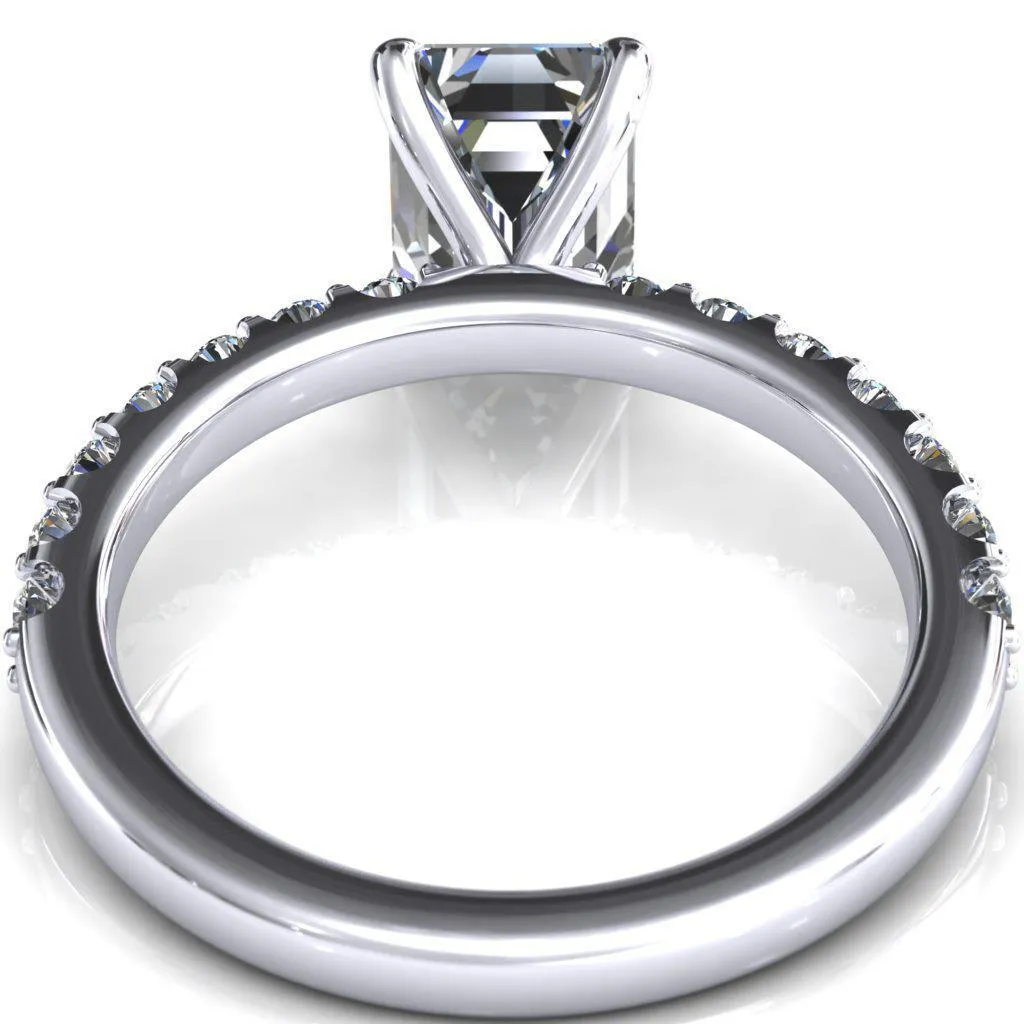 Mylene Emerald Center Stone 4 Prong Sculptural Half Eternity Diamond Engagement Ring