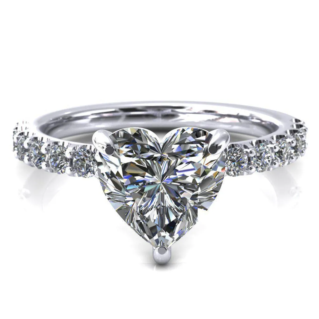 Mylene Heart Moissanite 3 Prong Sculptural Half Eternity Diamond Engagement Ring