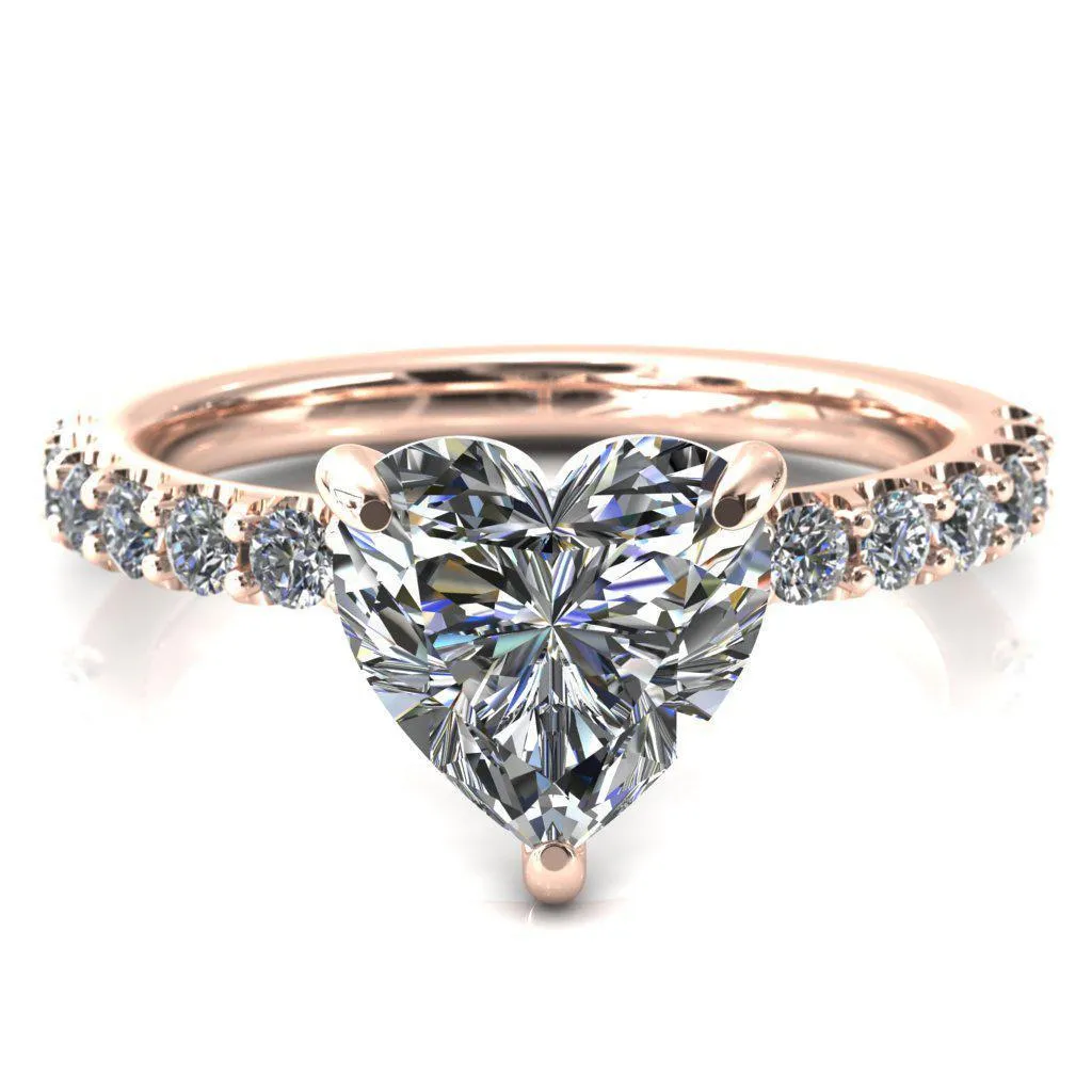Mylene Heart Moissanite 3 Prong Sculptural Half Eternity Diamond Engagement Ring