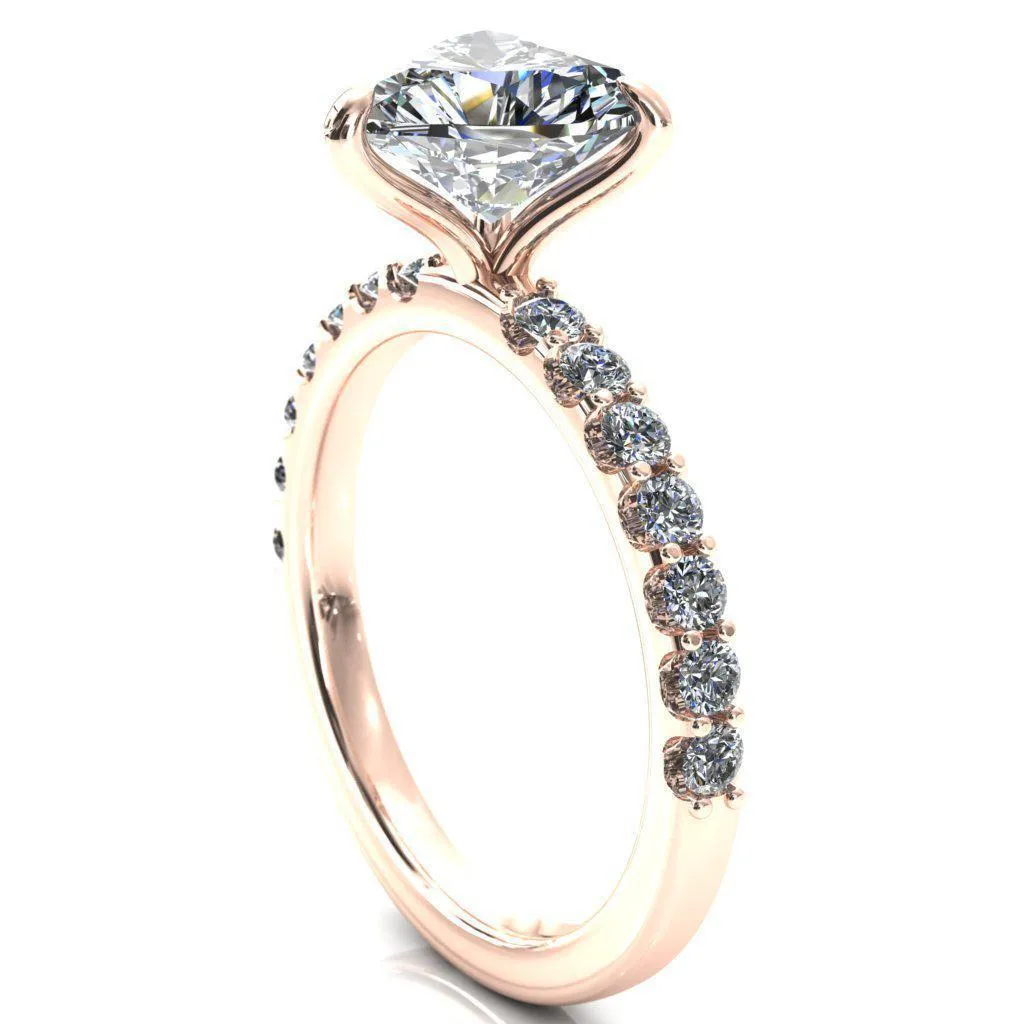 Mylene Heart Moissanite 3 Prong Sculptural Half Eternity Diamond Engagement Ring