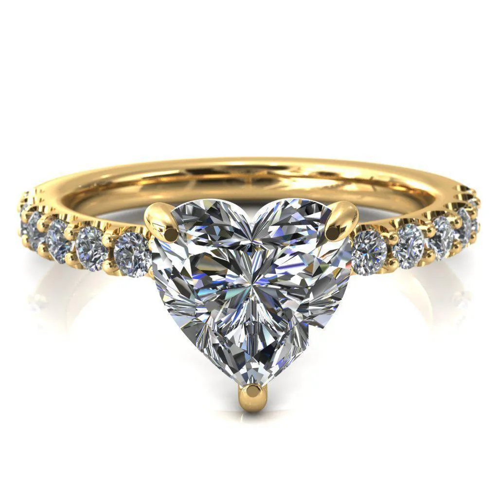 Mylene Heart Moissanite 3 Prong Sculptural Half Eternity Diamond Engagement Ring