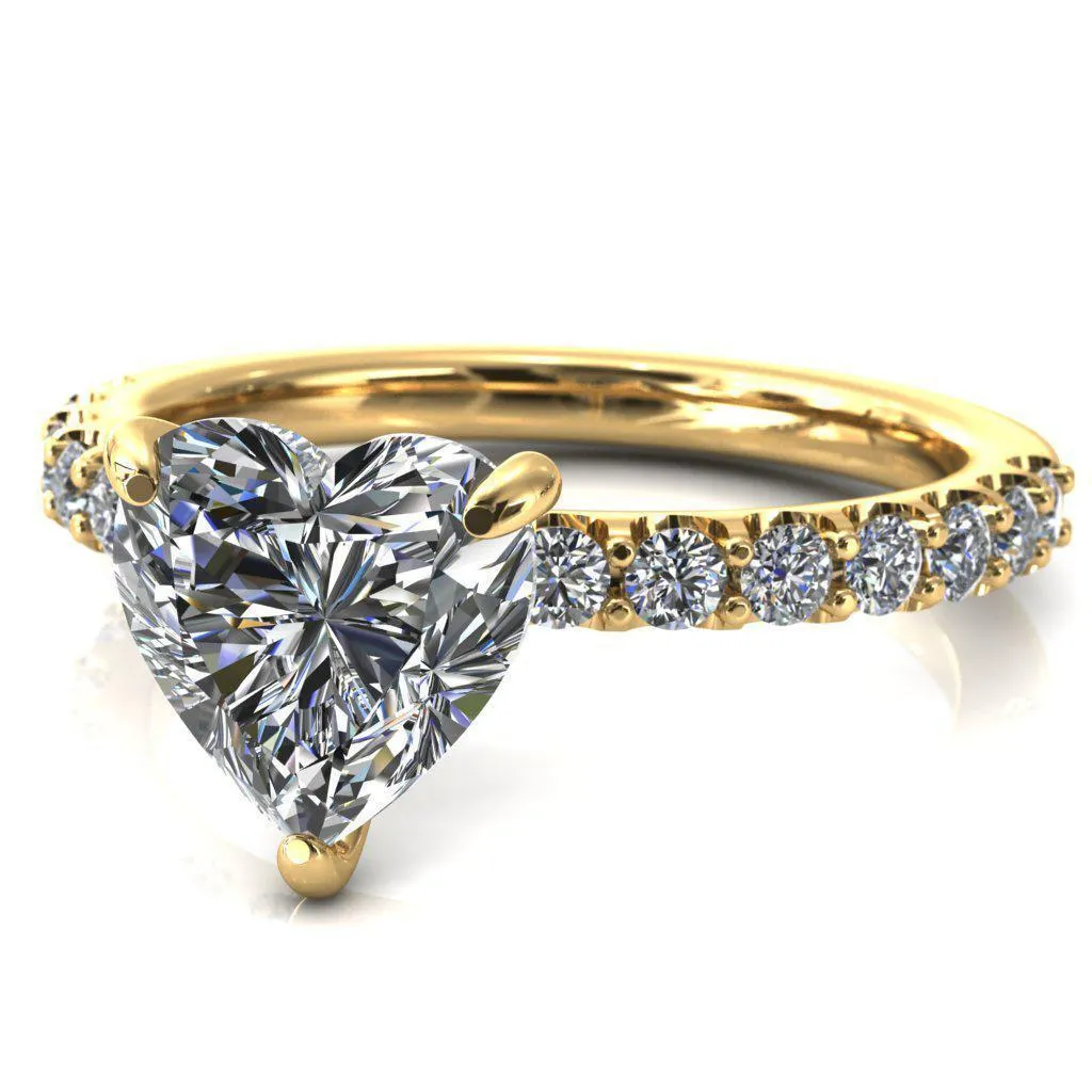 Mylene Heart Moissanite 3 Prong Sculptural Half Eternity Diamond Engagement Ring
