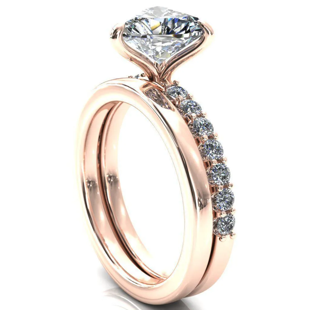 Mylene Heart Moissanite 3 Prong Sculptural Half Eternity Diamond Engagement Ring