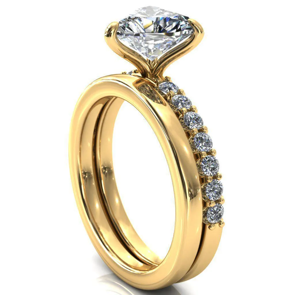 Mylene Heart Moissanite 3 Prong Sculptural Half Eternity Diamond Engagement Ring