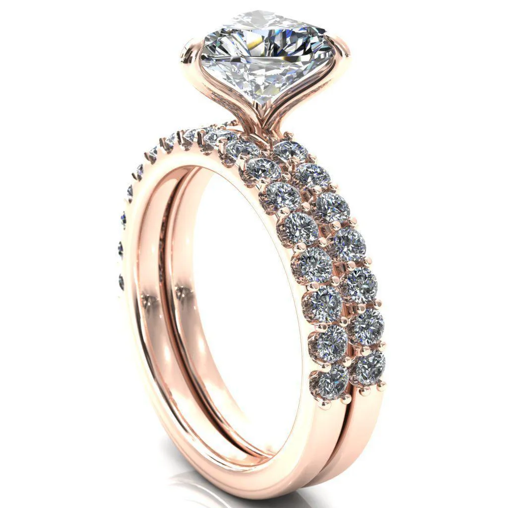 Mylene Heart Moissanite 3 Prong Sculptural Half Eternity Diamond Engagement Ring