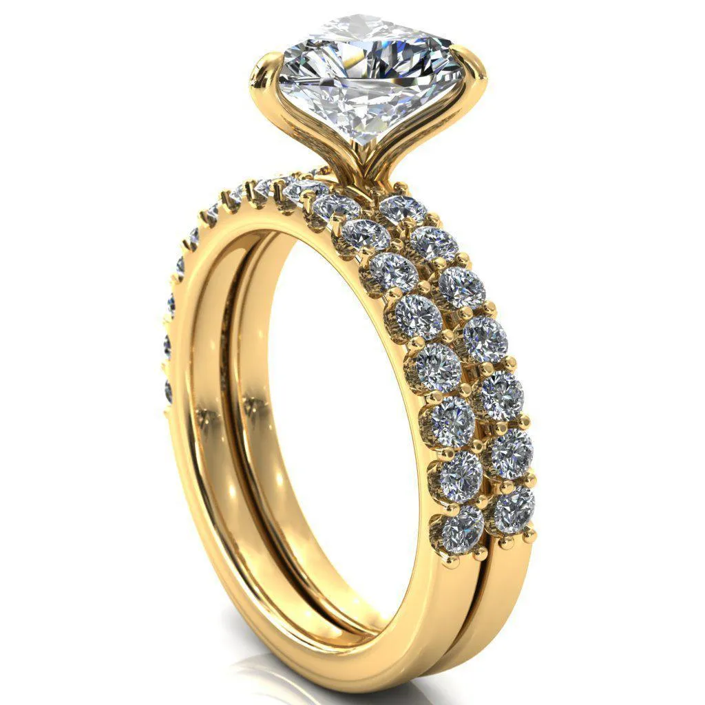 Mylene Heart Moissanite 3 Prong Sculptural Half Eternity Diamond Engagement Ring