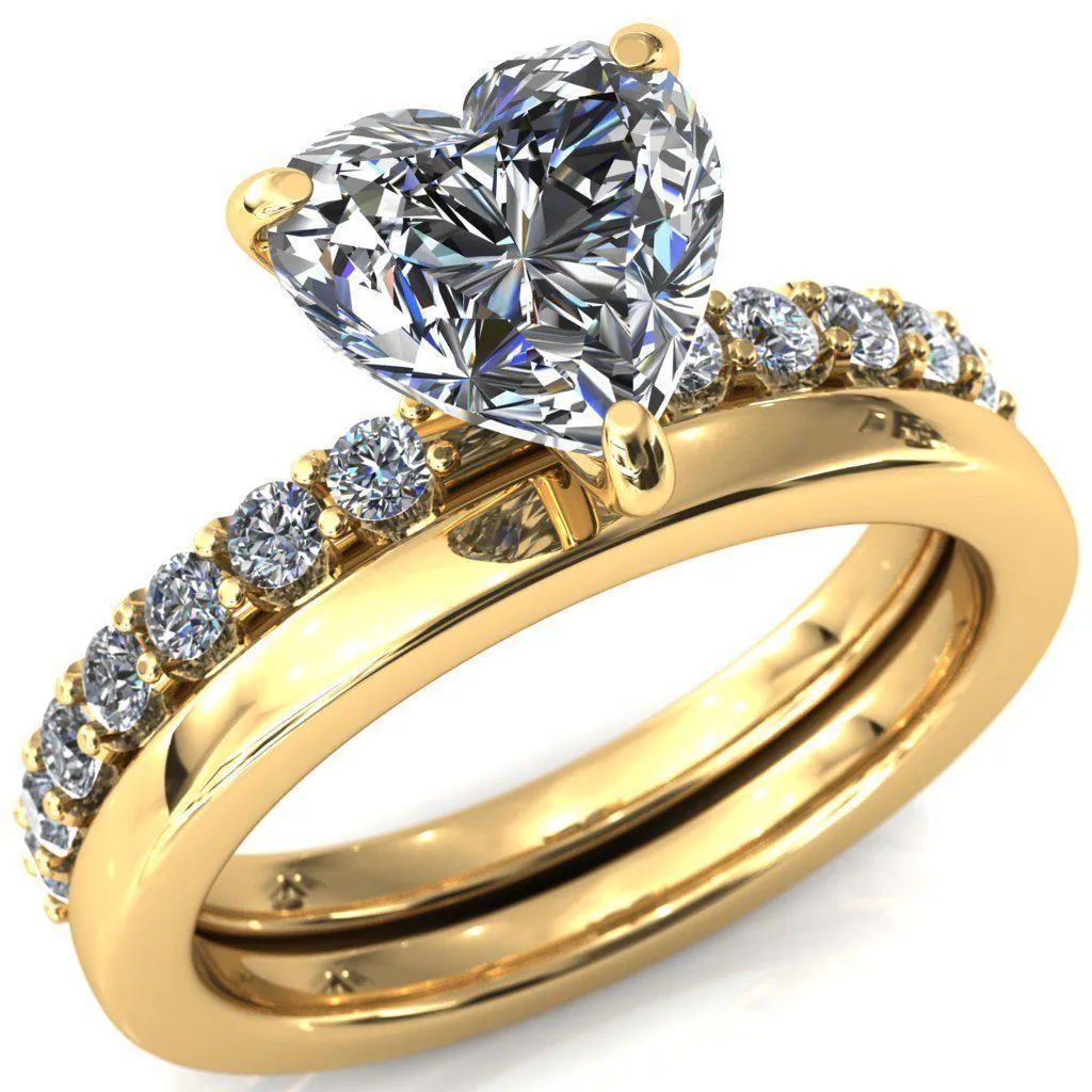 Mylene Heart Moissanite 3 Prong Sculptural Half Eternity Diamond Engagement Ring