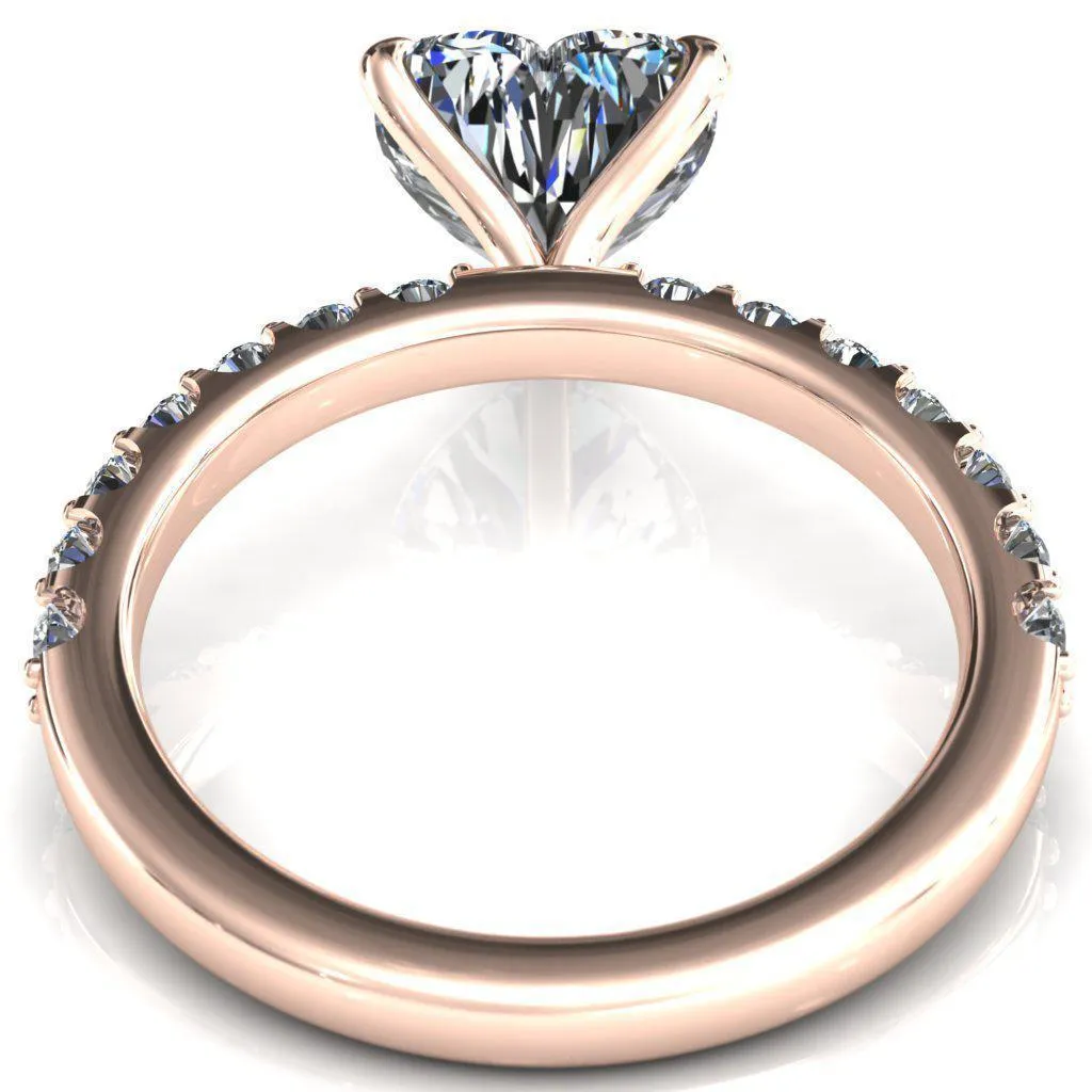 Mylene Heart Moissanite 3 Prong Sculptural Half Eternity Diamond Engagement Ring