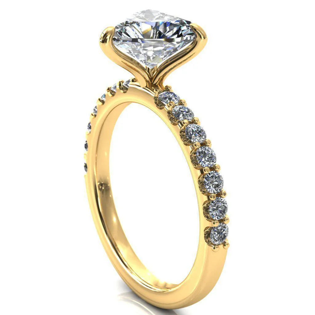 Mylene Heart Moissanite 3 Prong Sculptural Half Eternity Diamond Engagement Ring