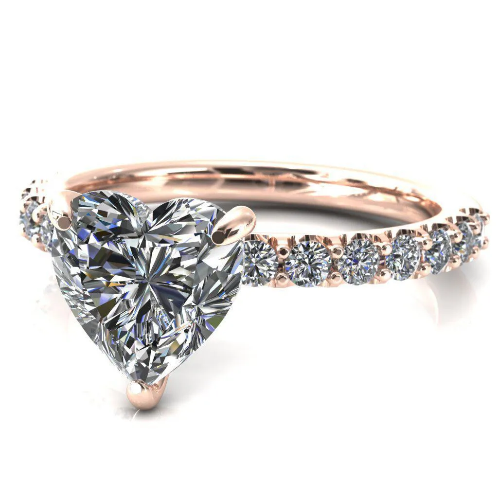 Mylene Heart Moissanite 3 Prong Sculptural Half Eternity Diamond Engagement Ring
