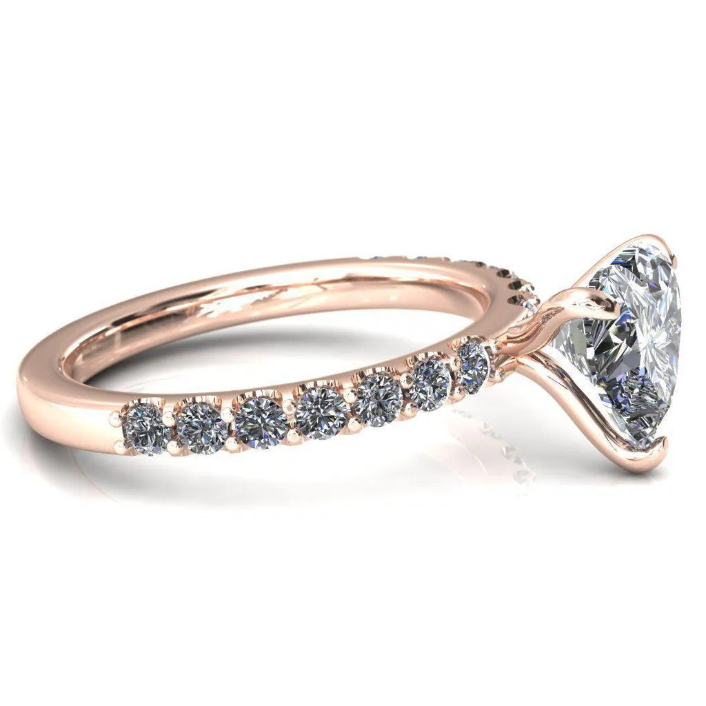Mylene Heart Moissanite 3 Prong Sculptural Half Eternity Diamond Engagement Ring