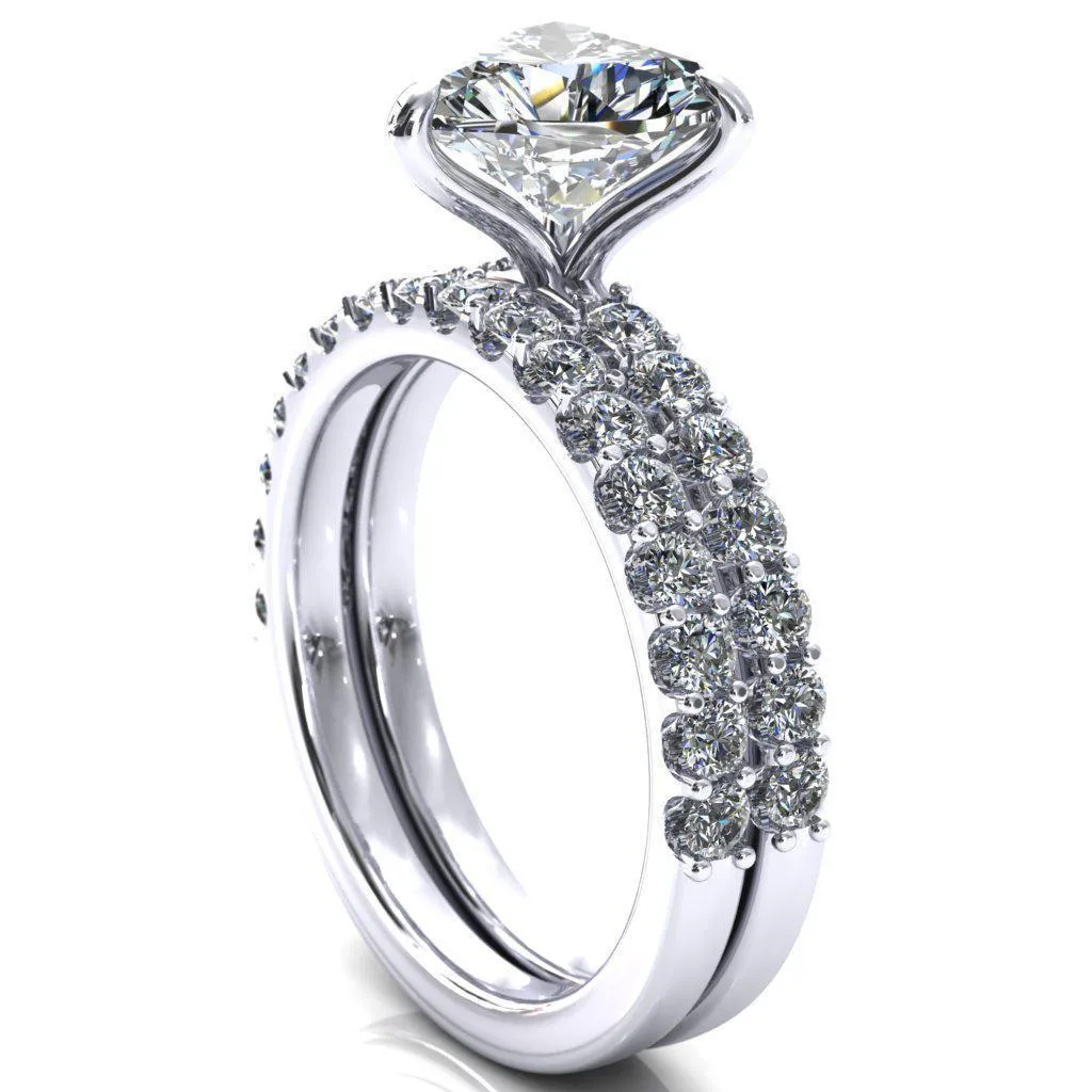 Mylene Heart Moissanite 3 Prong Sculptural Half Eternity Diamond Engagement Ring