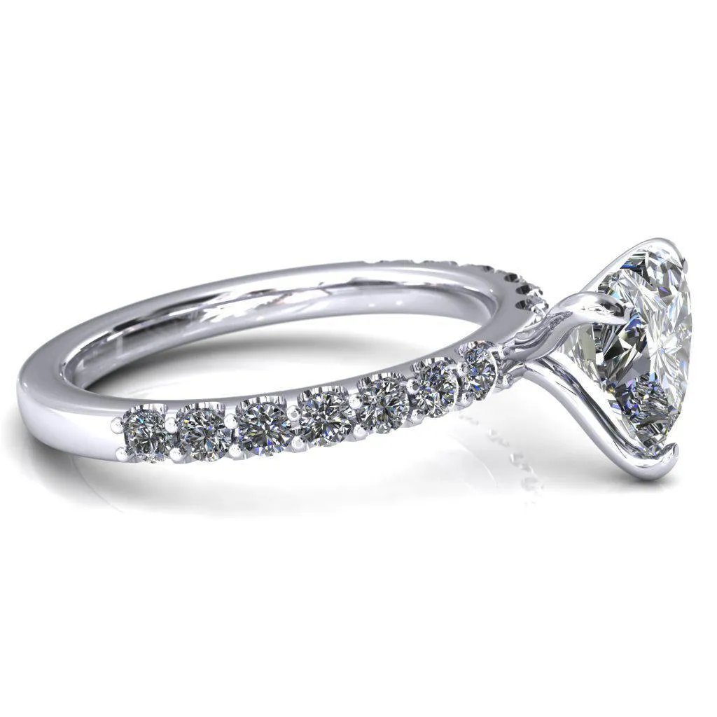 Mylene Heart Moissanite 3 Prong Sculptural Half Eternity Diamond Engagement Ring