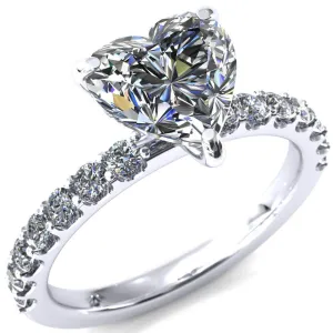 Mylene Heart Moissanite 3 Prong Sculptural Half Eternity Diamond Engagement Ring