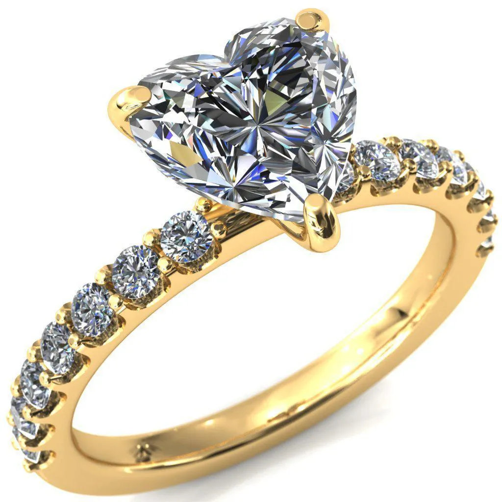 Mylene Heart Moissanite 3 Prong Sculptural Half Eternity Diamond Engagement Ring