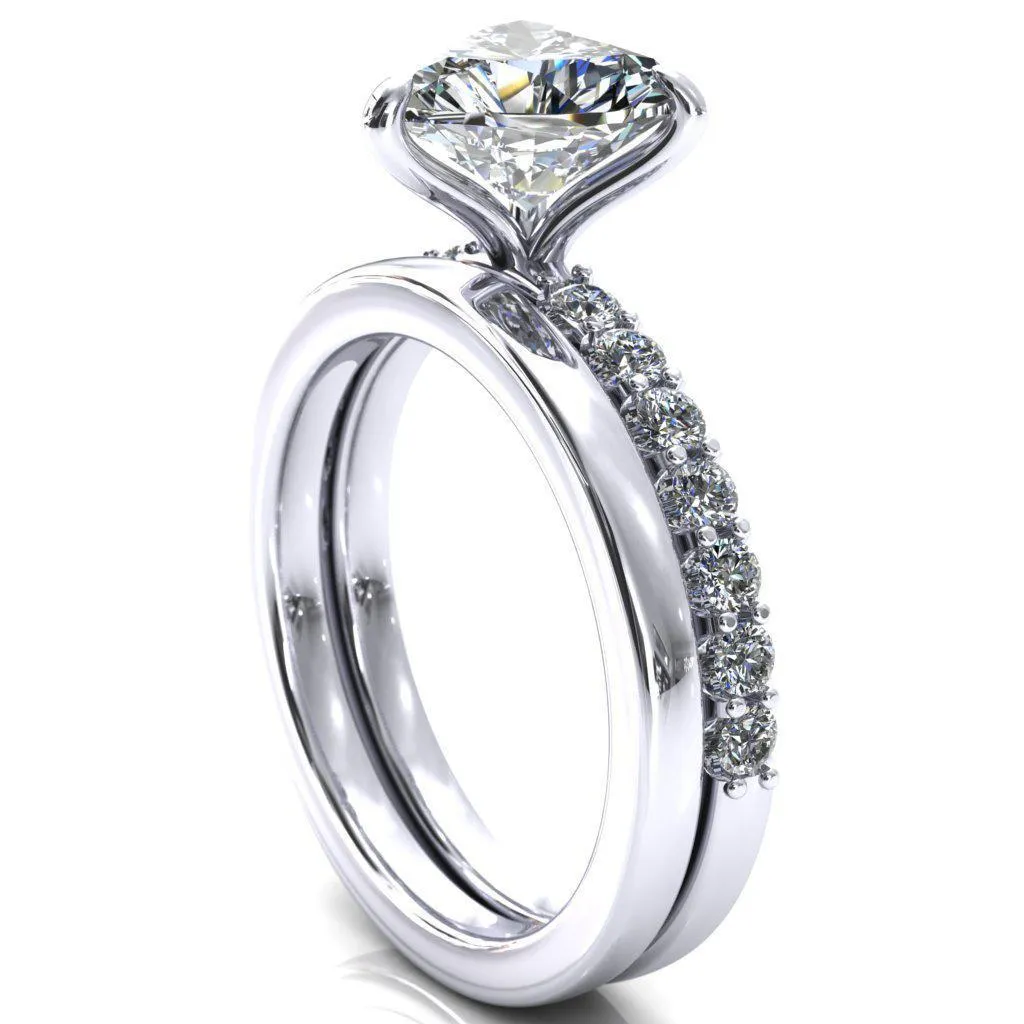 Mylene Heart Moissanite 3 Prong Sculptural Half Eternity Diamond Engagement Ring
