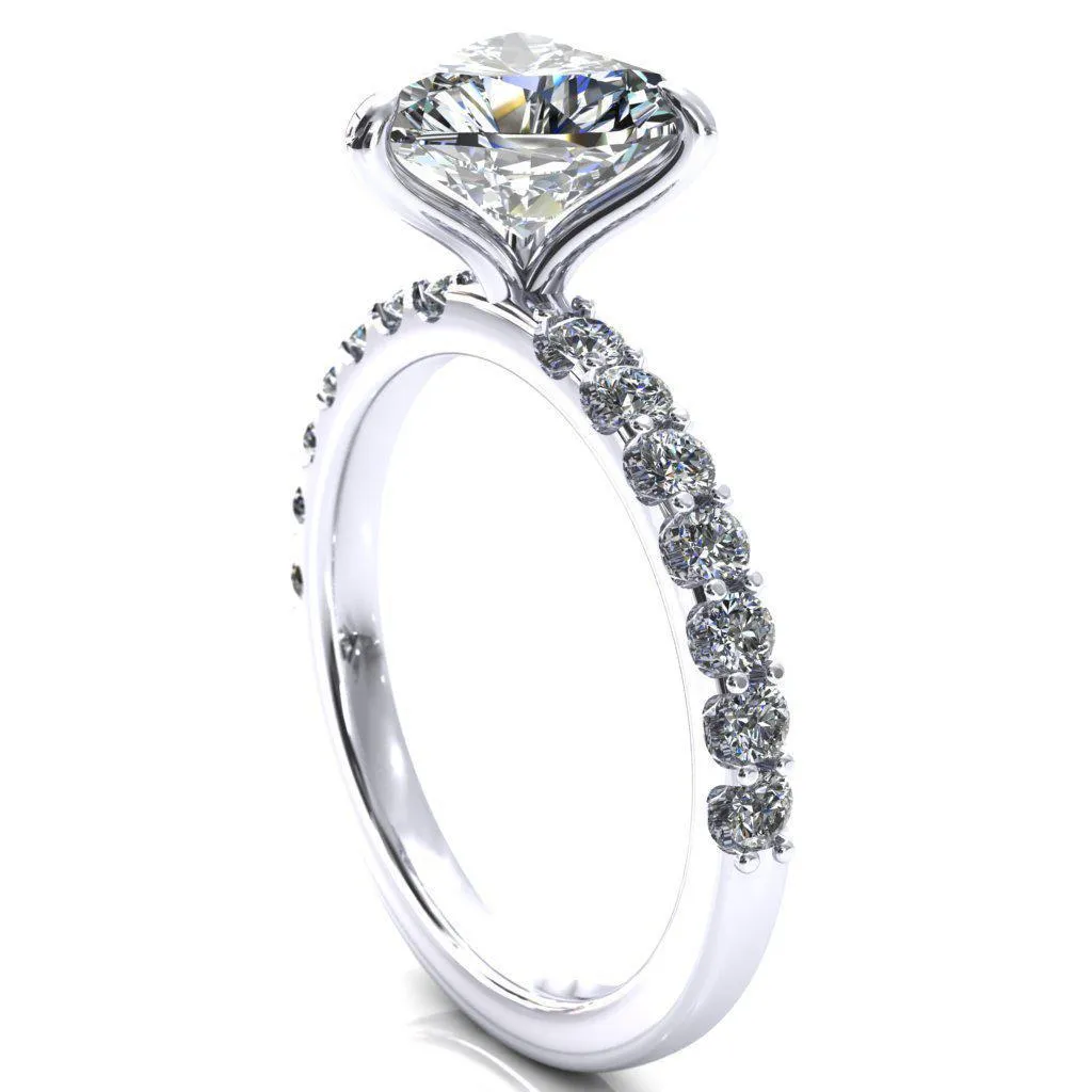 Mylene Heart Moissanite 3 Prong Sculptural Half Eternity Diamond Engagement Ring