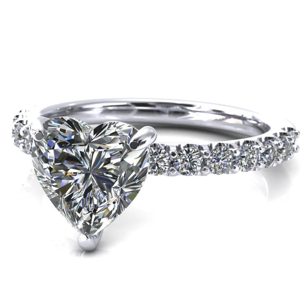 Mylene Heart Moissanite 3 Prong Sculptural Half Eternity Diamond Engagement Ring