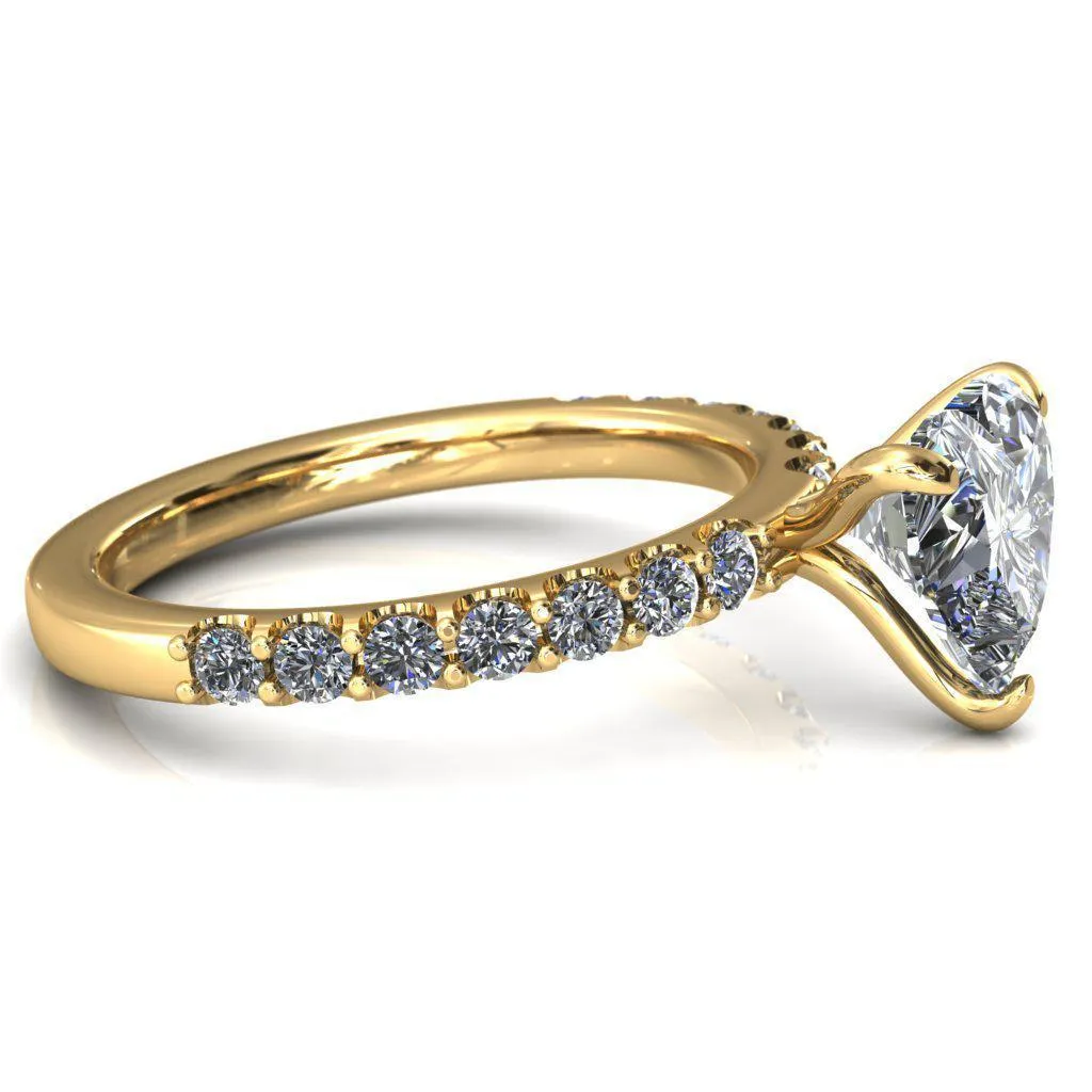 Mylene Heart Moissanite 3 Prong Sculptural Half Eternity Diamond Engagement Ring