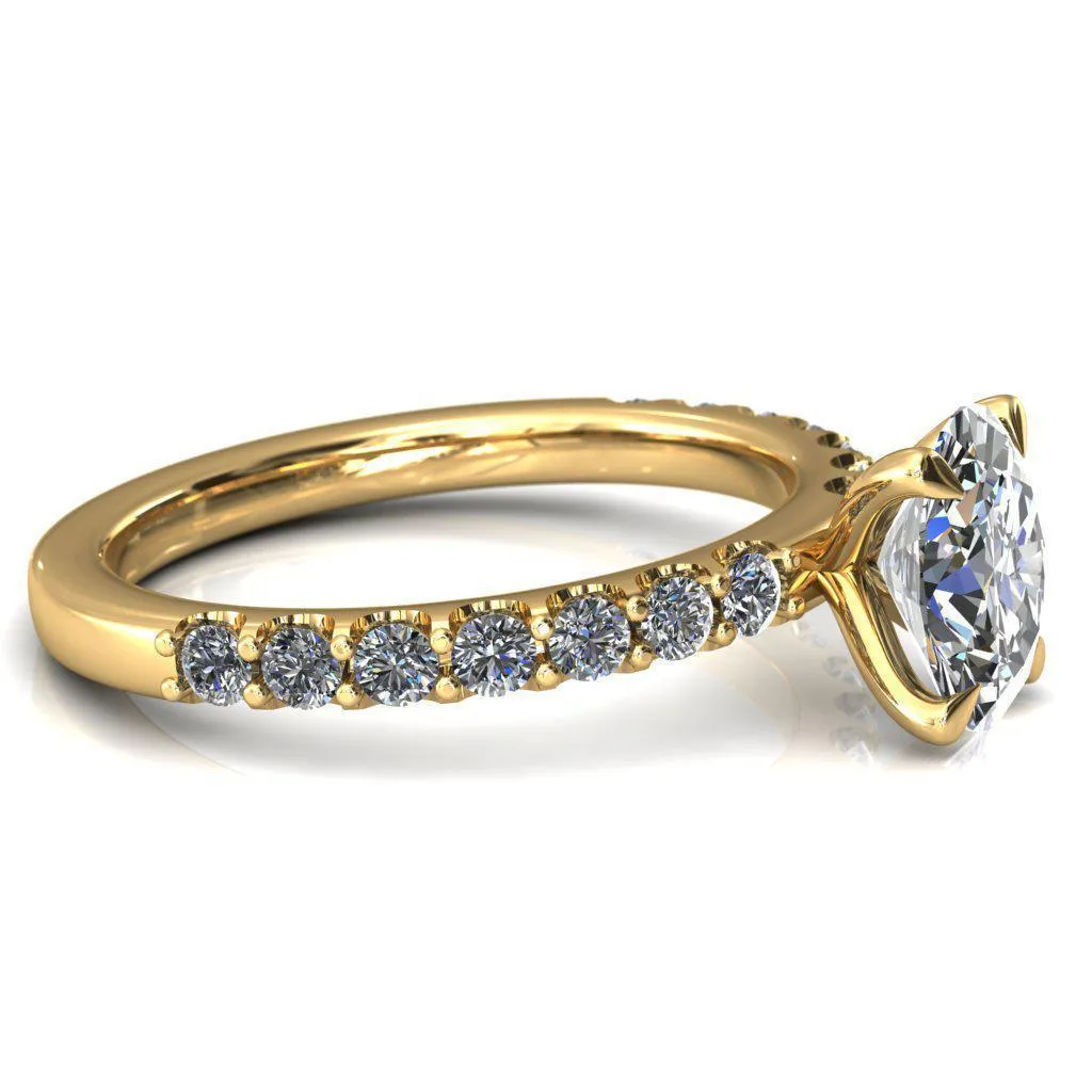 Mylene Oval Center Stone 4 Prong Sculptural Half Eternity Diamond Engagement Ring