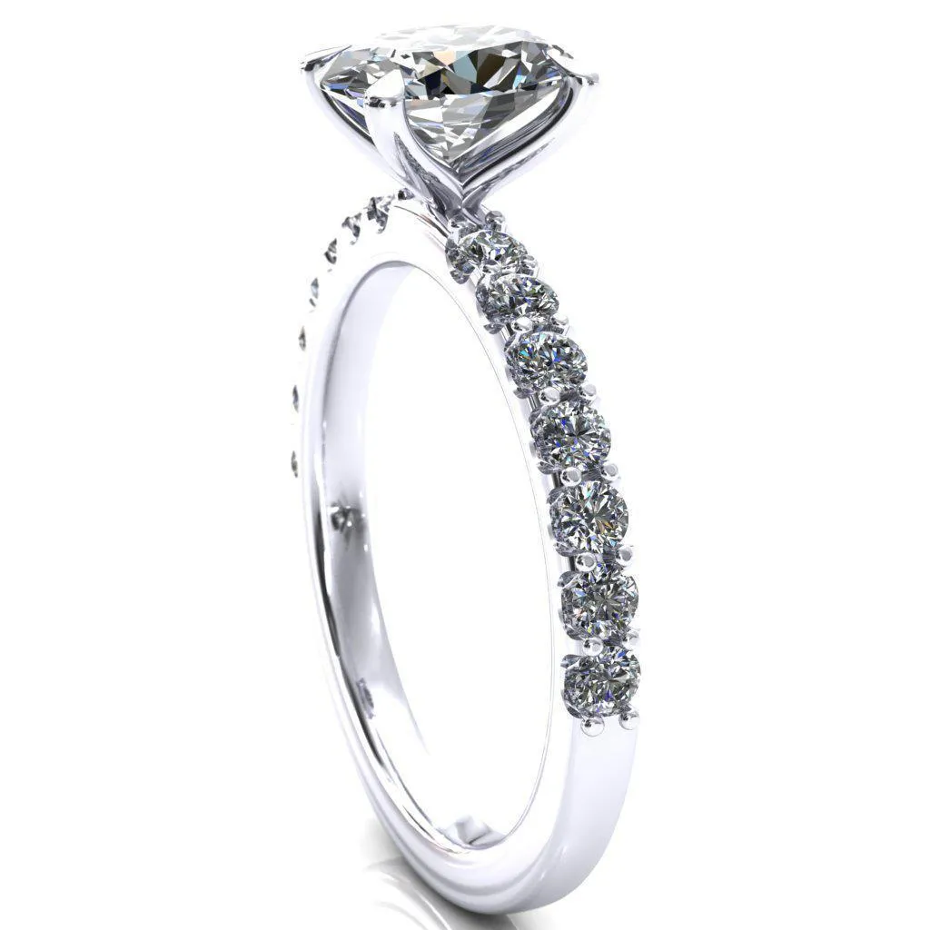Mylene Oval Center Stone 4 Prong Sculptural Half Eternity Diamond Engagement Ring