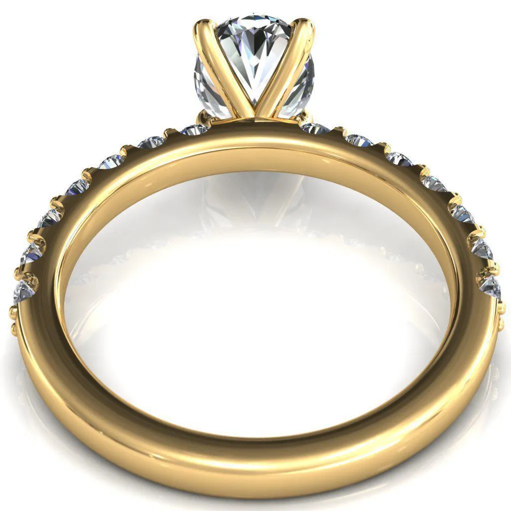 Mylene Oval Center Stone 4 Prong Sculptural Half Eternity Diamond Engagement Ring