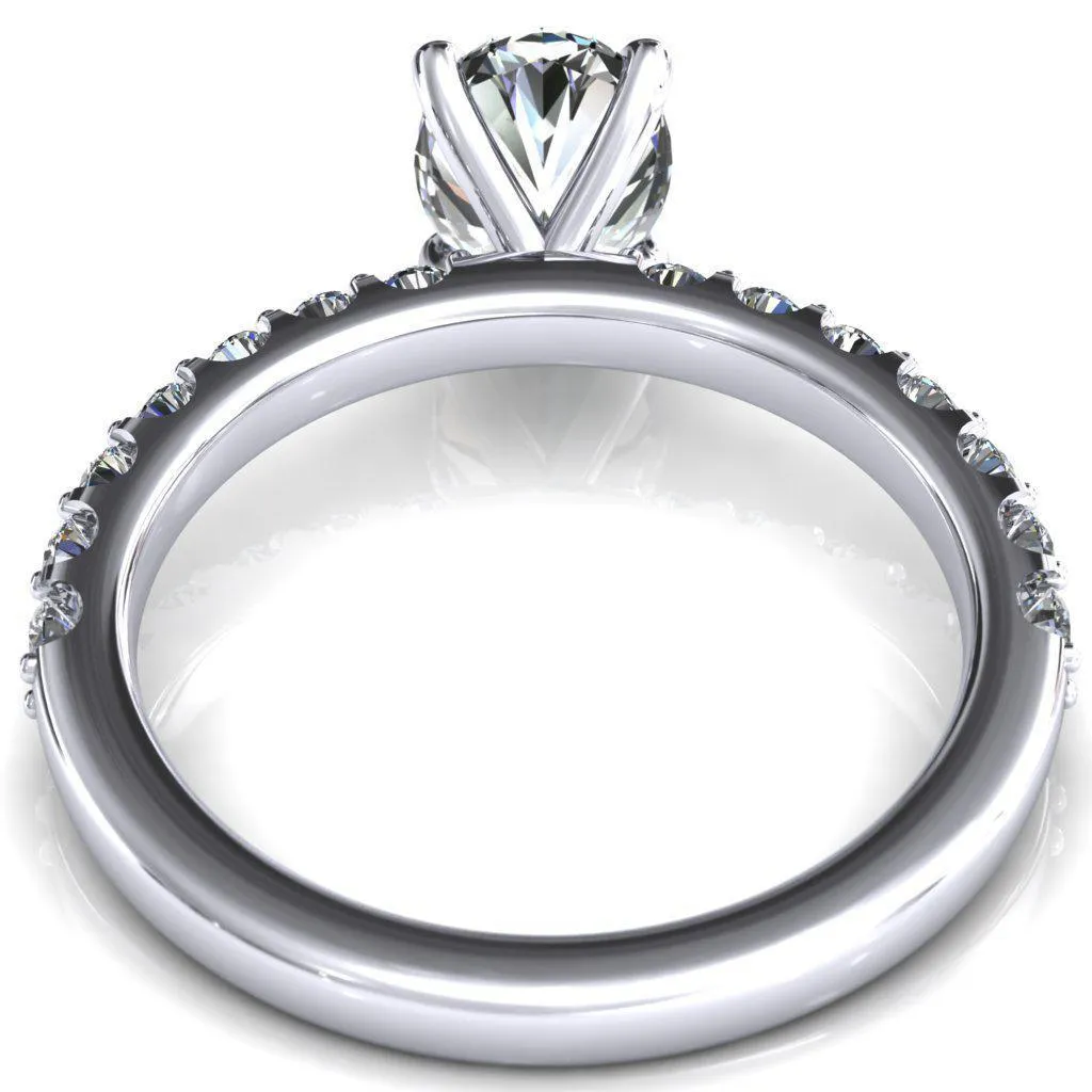 Mylene Oval Center Stone 4 Prong Sculptural Half Eternity Diamond Engagement Ring