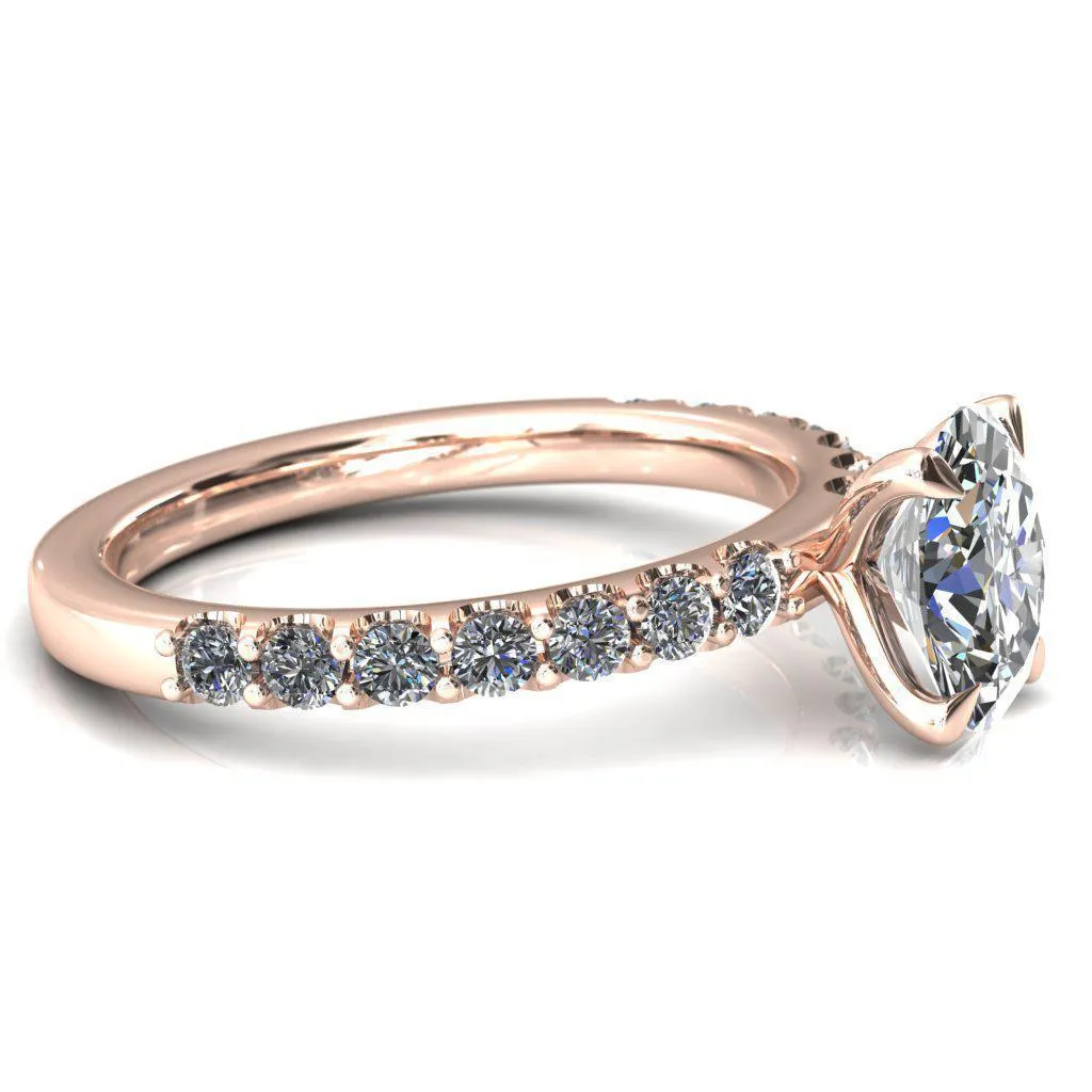 Mylene Oval Center Stone 4 Prong Sculptural Half Eternity Diamond Engagement Ring