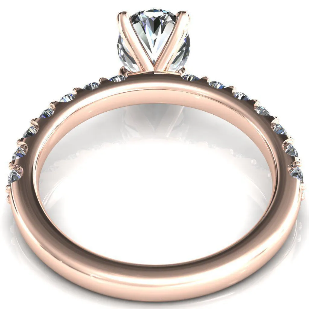 Mylene Oval Center Stone 4 Prong Sculptural Half Eternity Diamond Engagement Ring