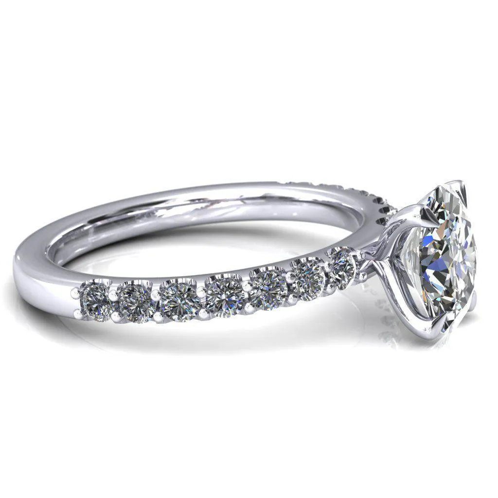 Mylene Oval Center Stone 4 Prong Sculptural Half Eternity Diamond Engagement Ring