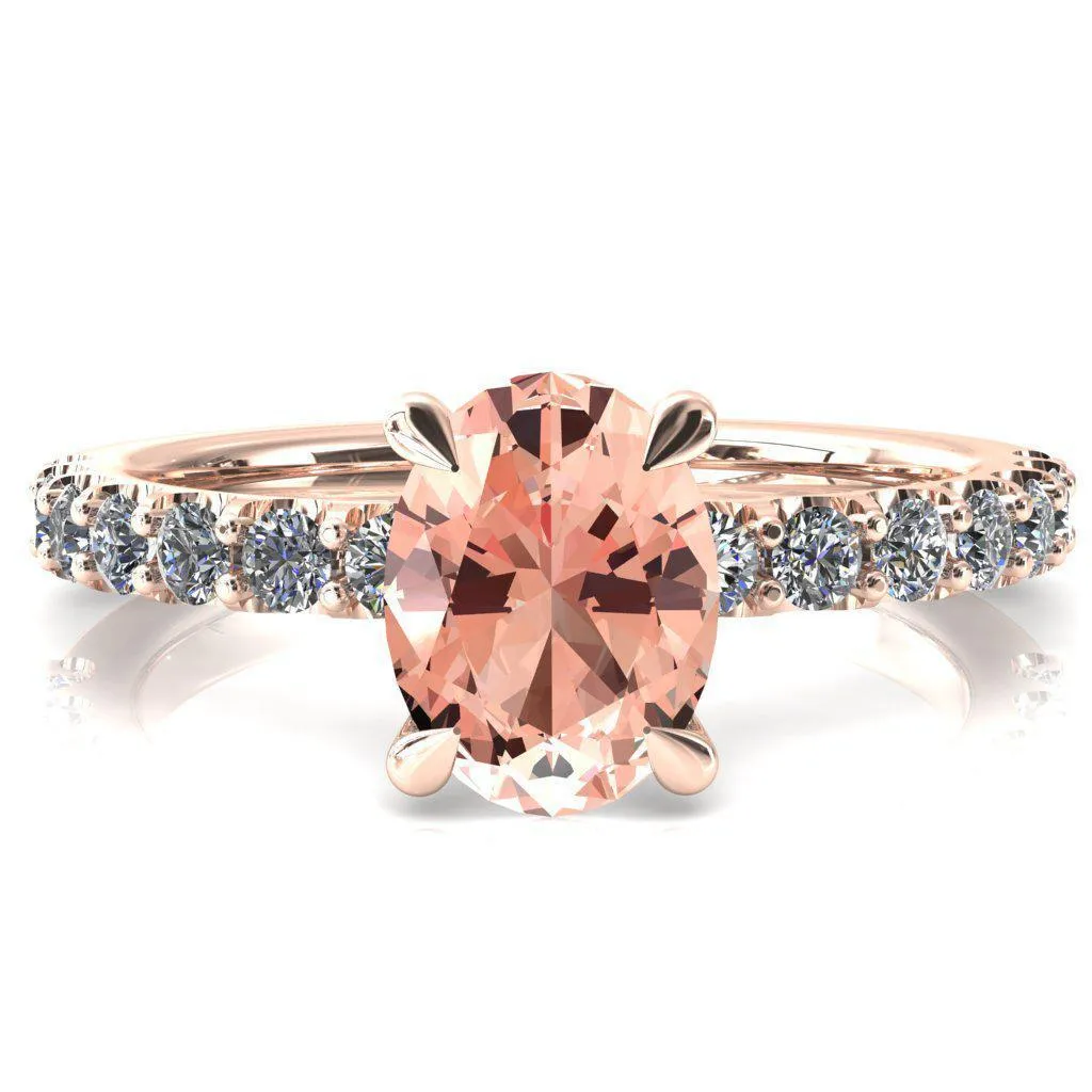Mylene Oval Champagne Sapphire 4 Prong Sculptural Half Eternity Diamond Engagement Ring