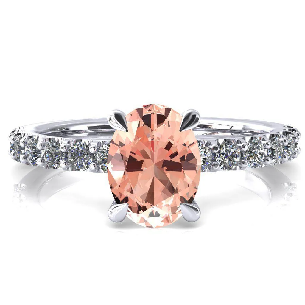 Mylene Oval Champagne Sapphire 4 Prong Sculptural Half Eternity Diamond Engagement Ring