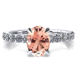 Mylene Oval Champagne Sapphire 4 Prong Sculptural Half Eternity Diamond Engagement Ring
