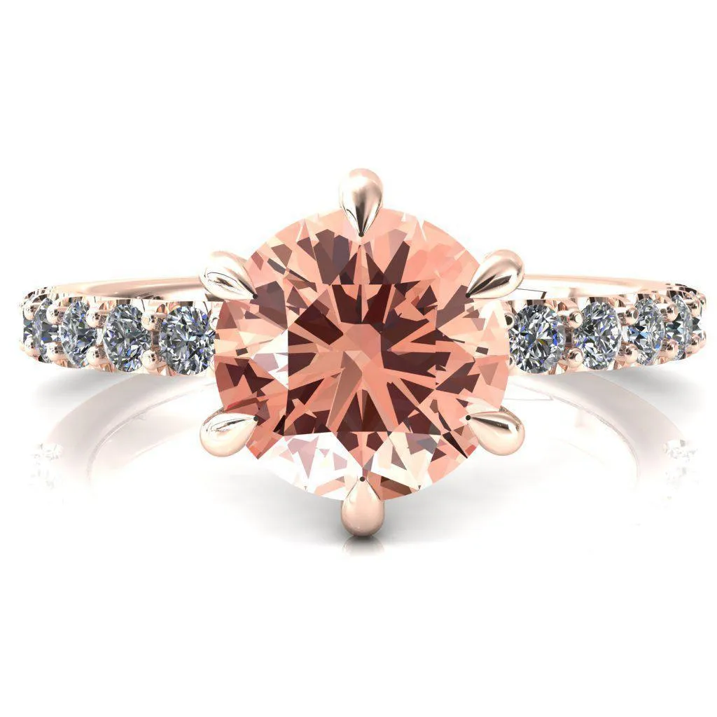 Mylene Round Champagne Sapphire 6 Prong Sculptural Half Eternity Diamond Engagement Ring