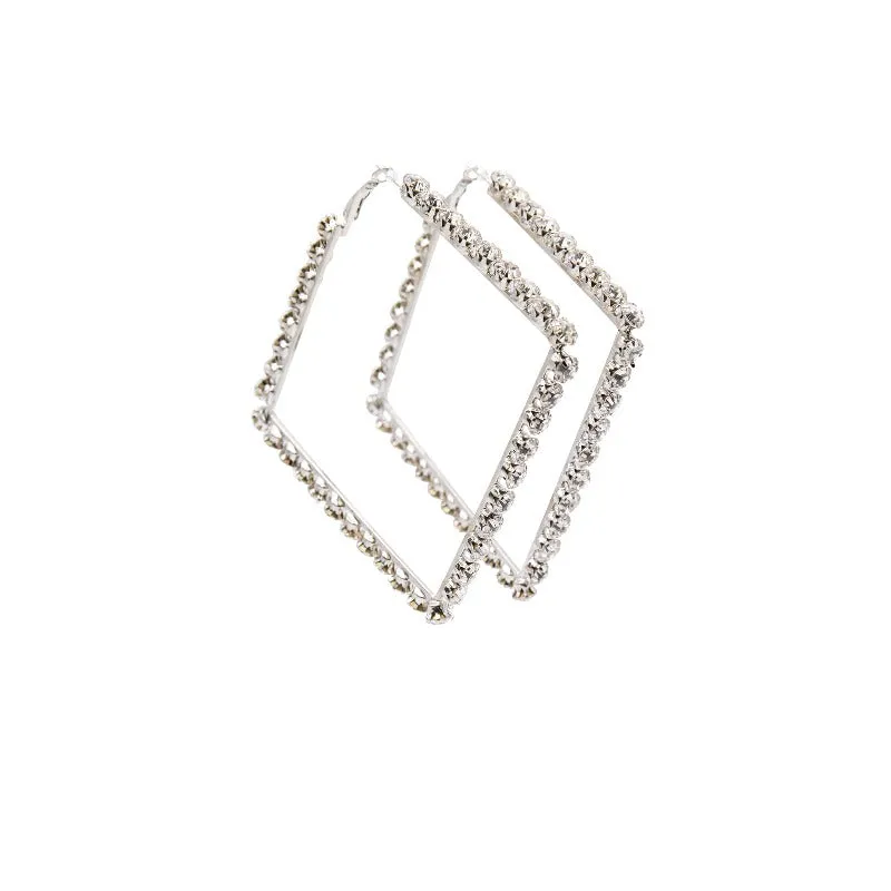 Nandi rectangle rhinestone earrings
