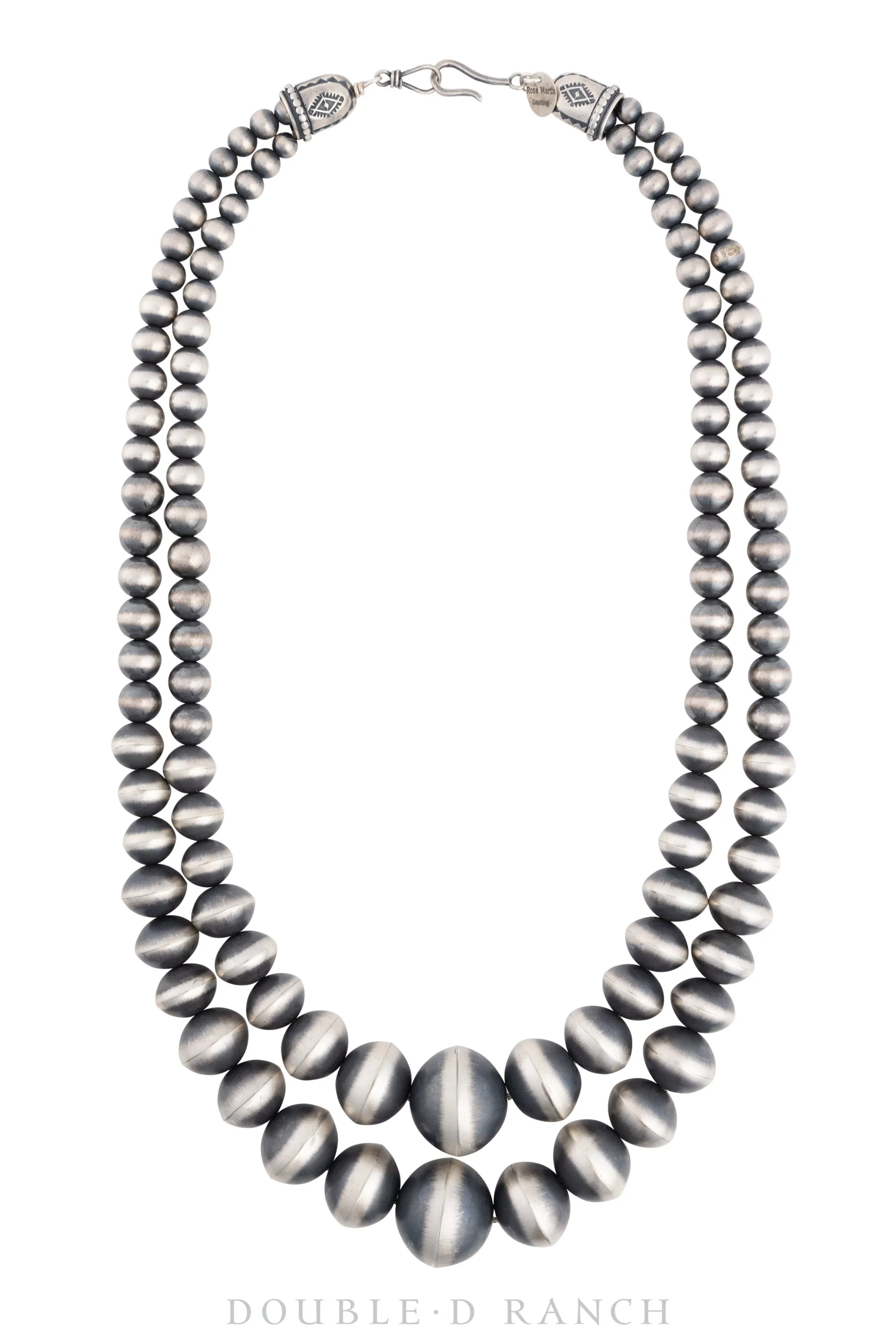 Necklace, Desert Pearls, Sterling Silver, Double Strand, Graduated 22", Hallmark, Contemporary, 3108