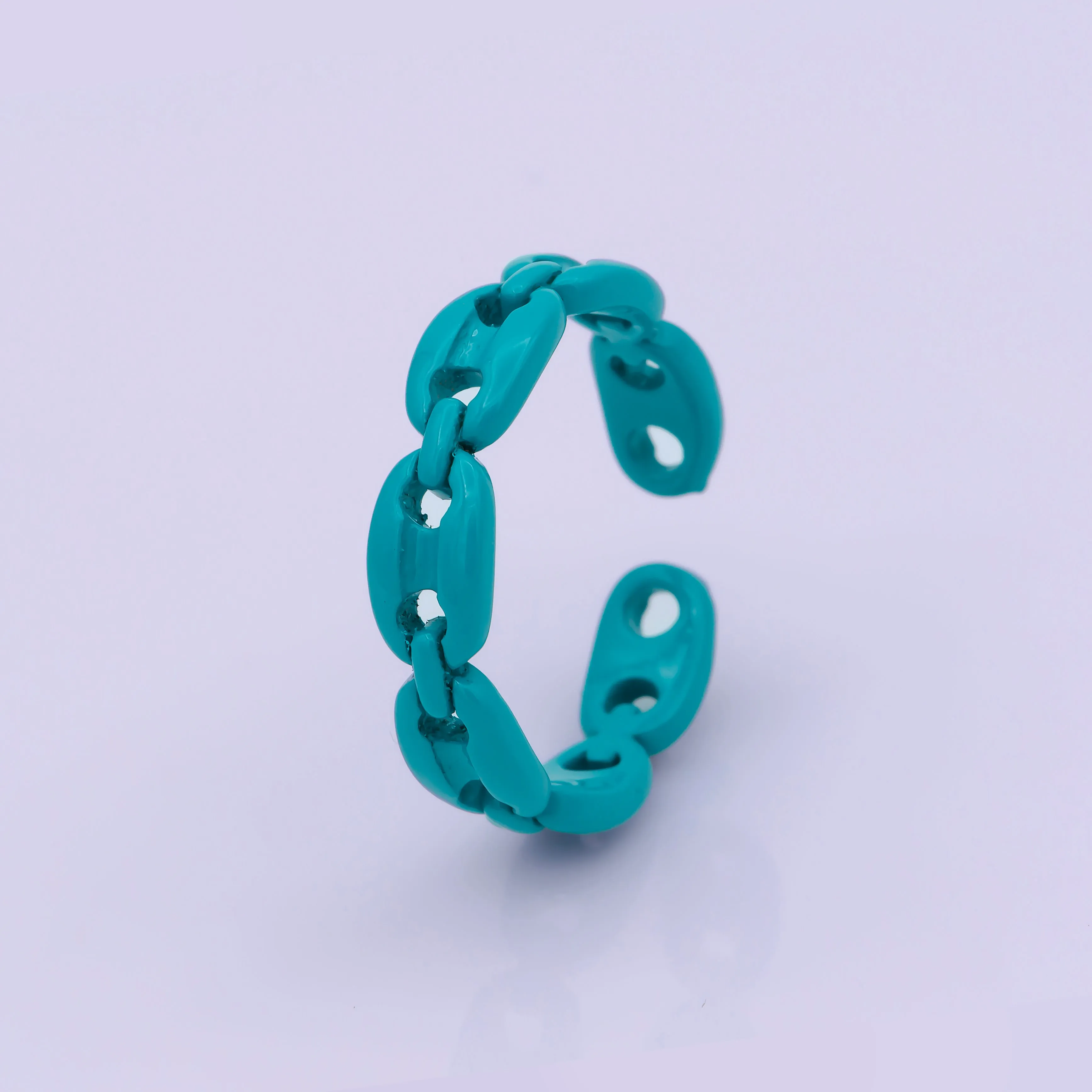 Neon Anchor Ring Link Chain Ring Enamel Statement Jewelry Open Adjustable Ring Y2K Colorful Ring