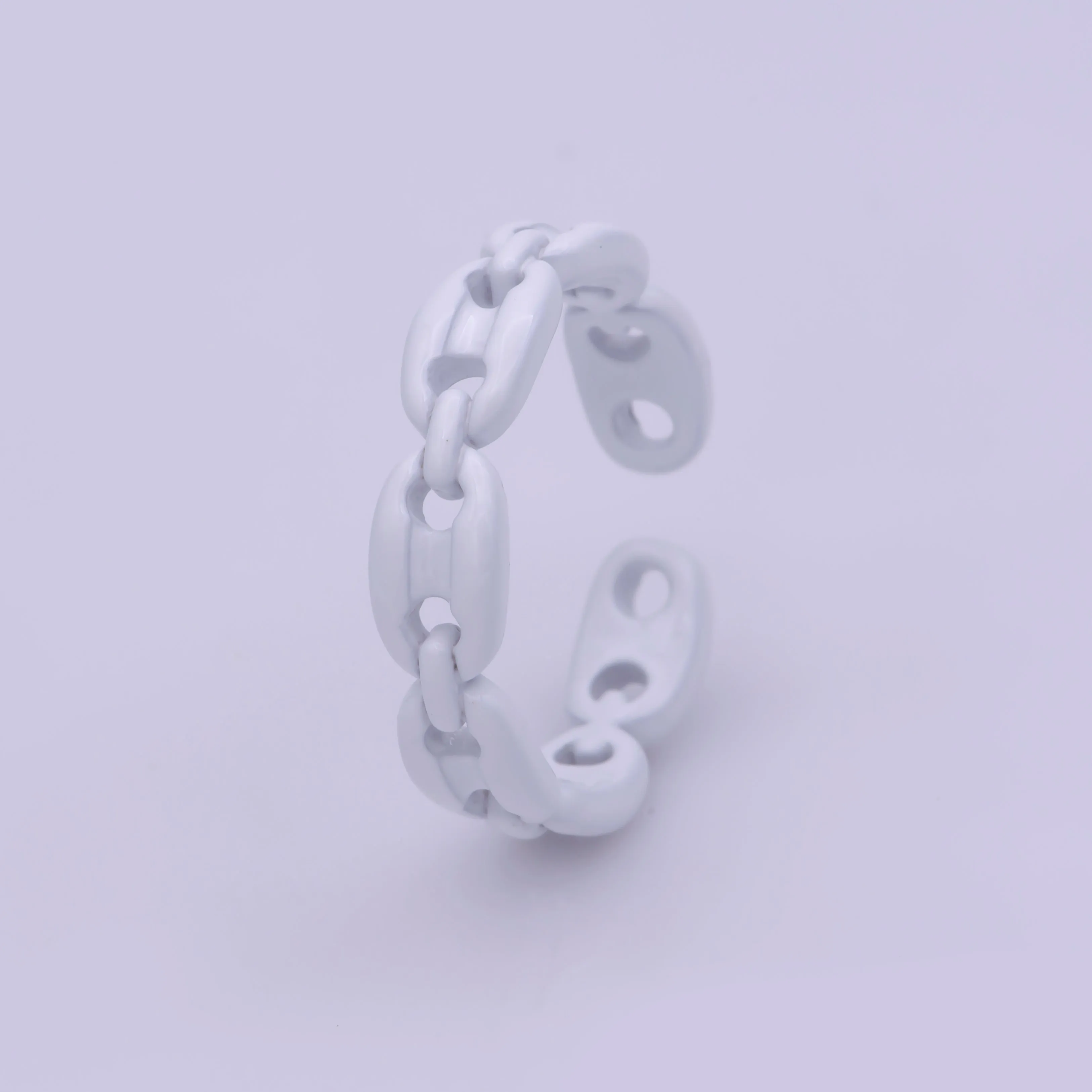Neon Anchor Ring Link Chain Ring Enamel Statement Jewelry Open Adjustable Ring Y2K Colorful Ring