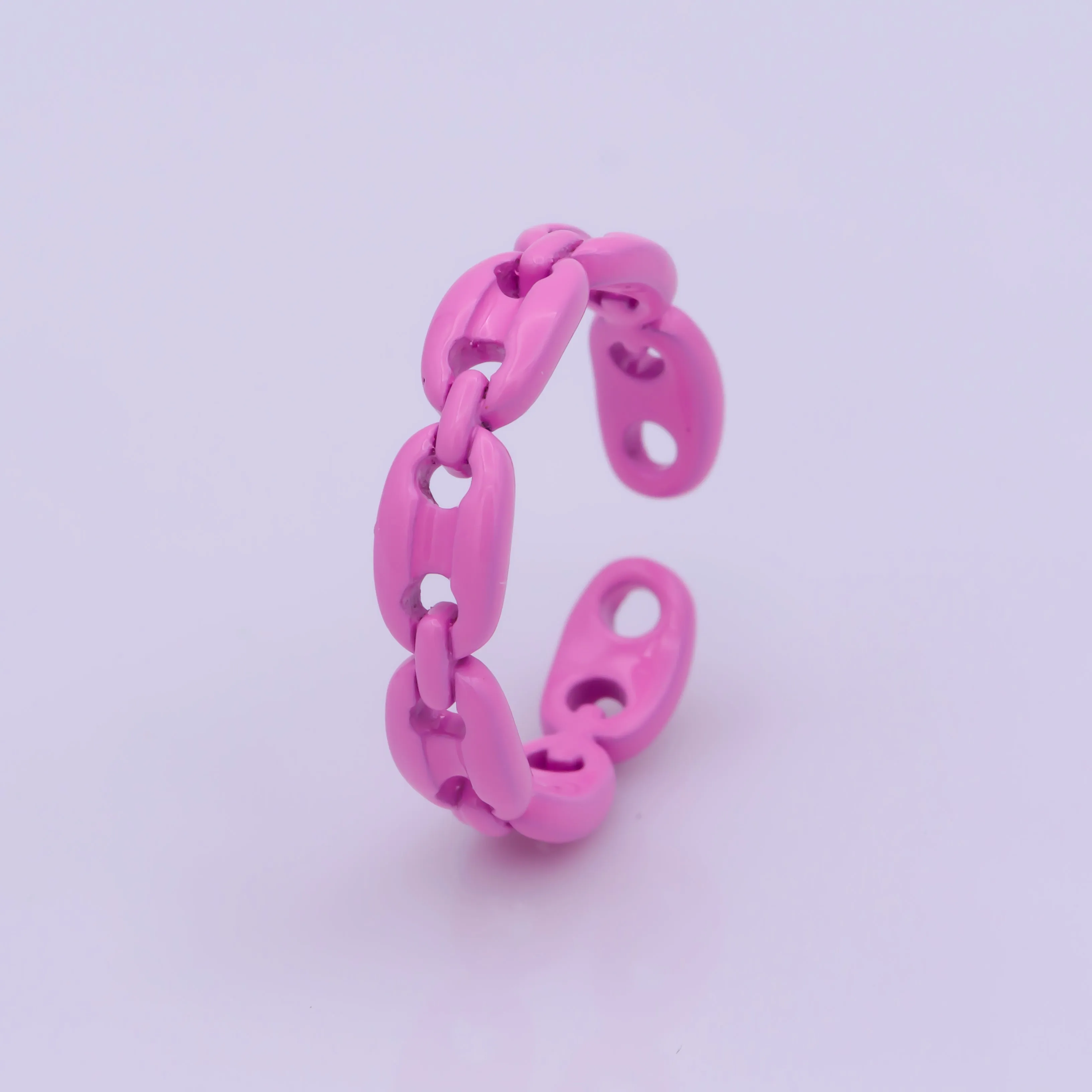 Neon Anchor Ring Link Chain Ring Enamel Statement Jewelry Open Adjustable Ring Y2K Colorful Ring