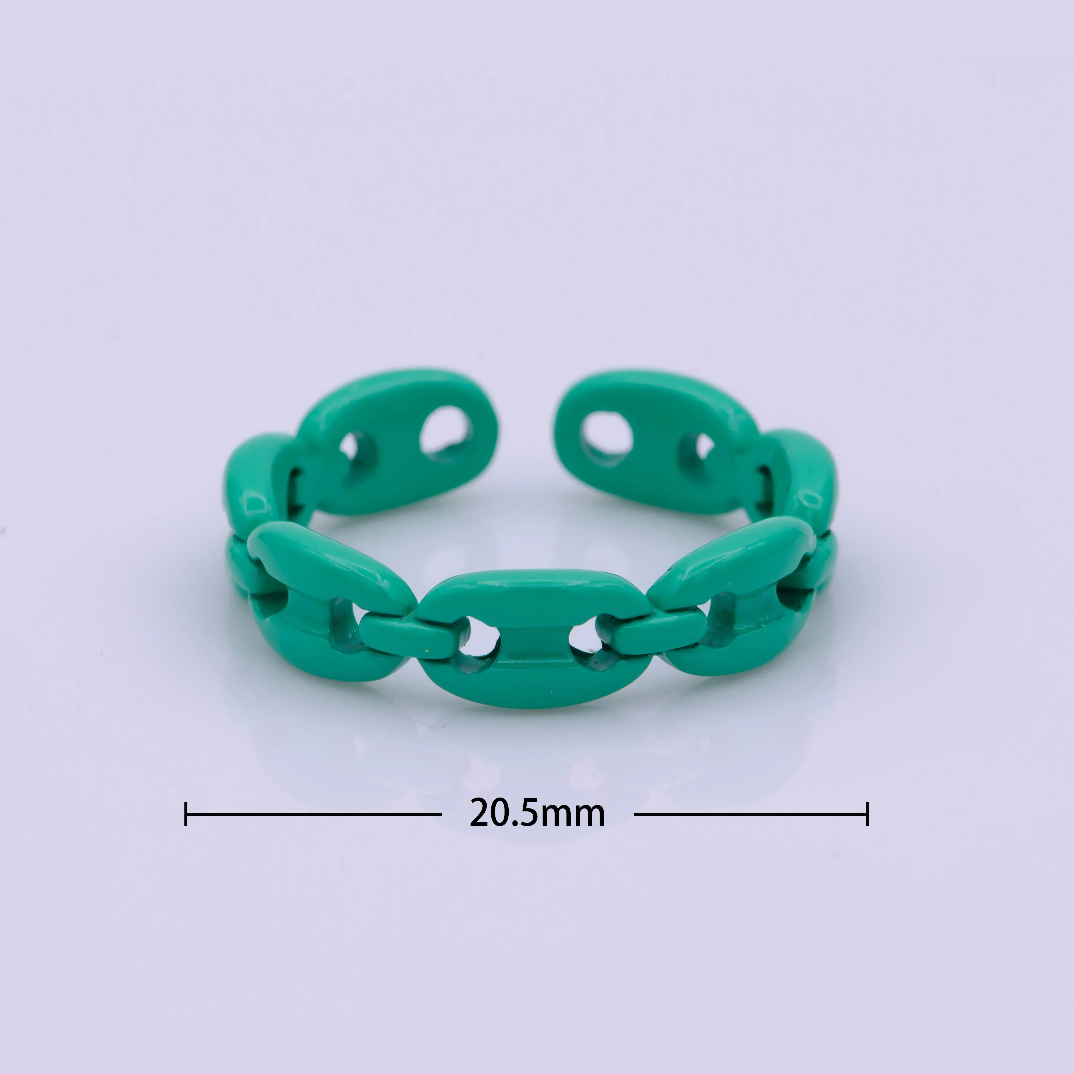 Neon Anchor Ring Link Chain Ring Enamel Statement Jewelry Open Adjustable Ring Y2K Colorful Ring