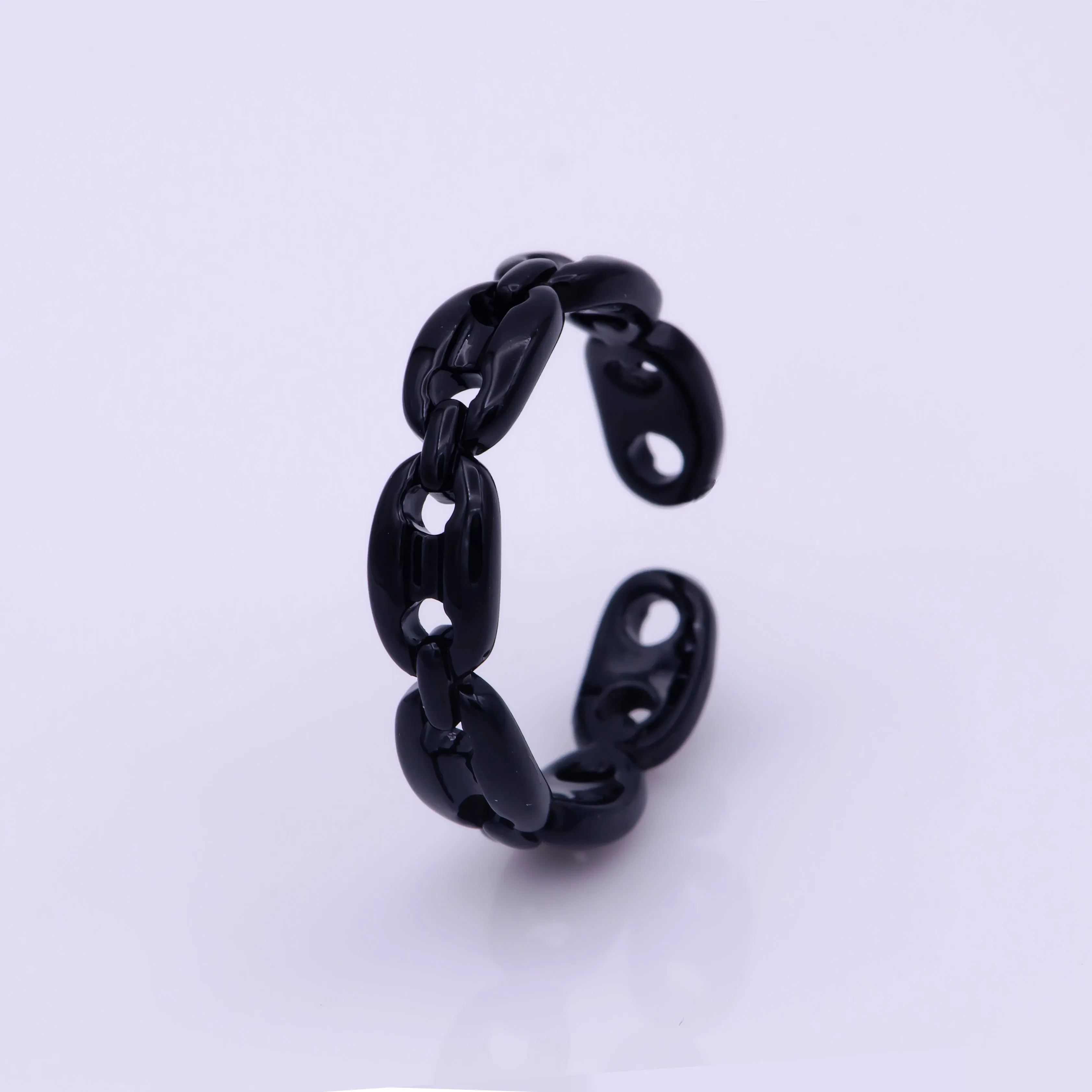 Neon Anchor Ring Link Chain Ring Enamel Statement Jewelry Open Adjustable Ring Y2K Colorful Ring