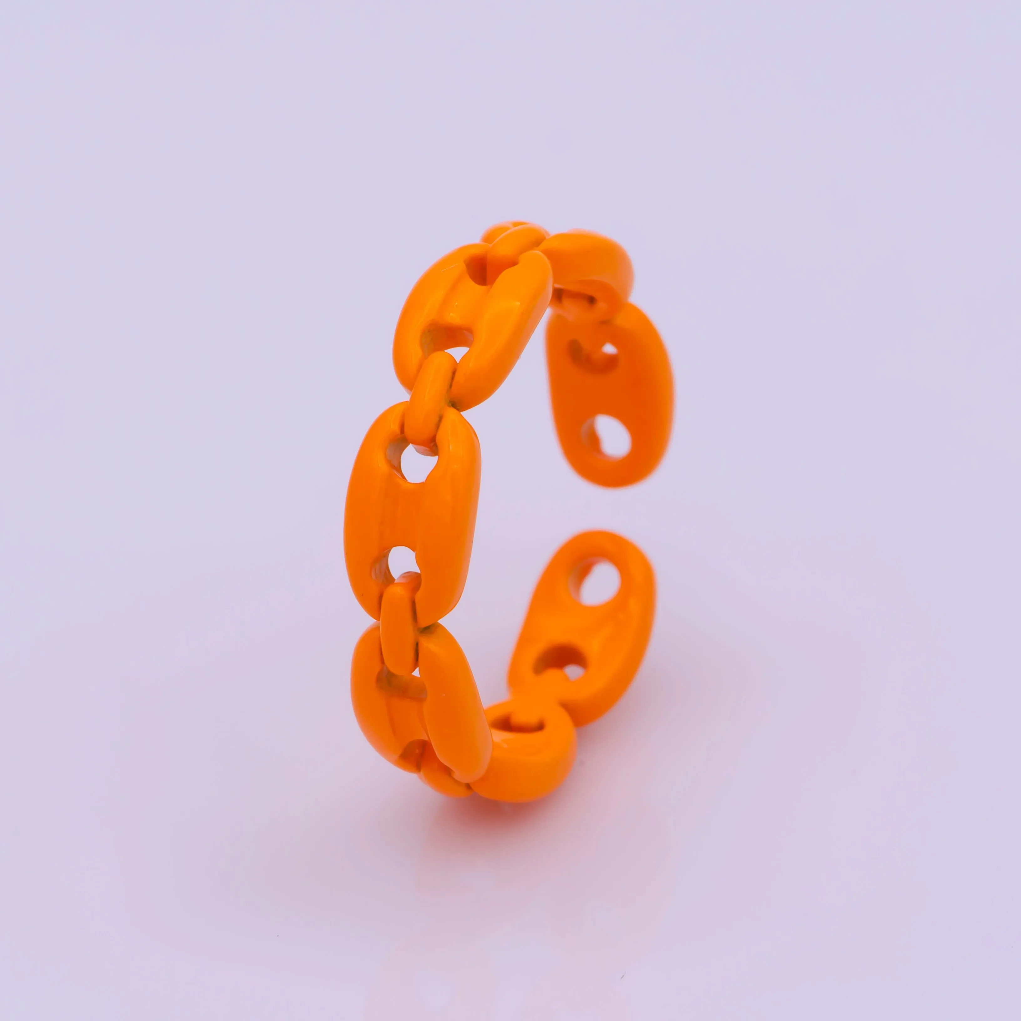 Neon Anchor Ring Link Chain Ring Enamel Statement Jewelry Open Adjustable Ring Y2K Colorful Ring