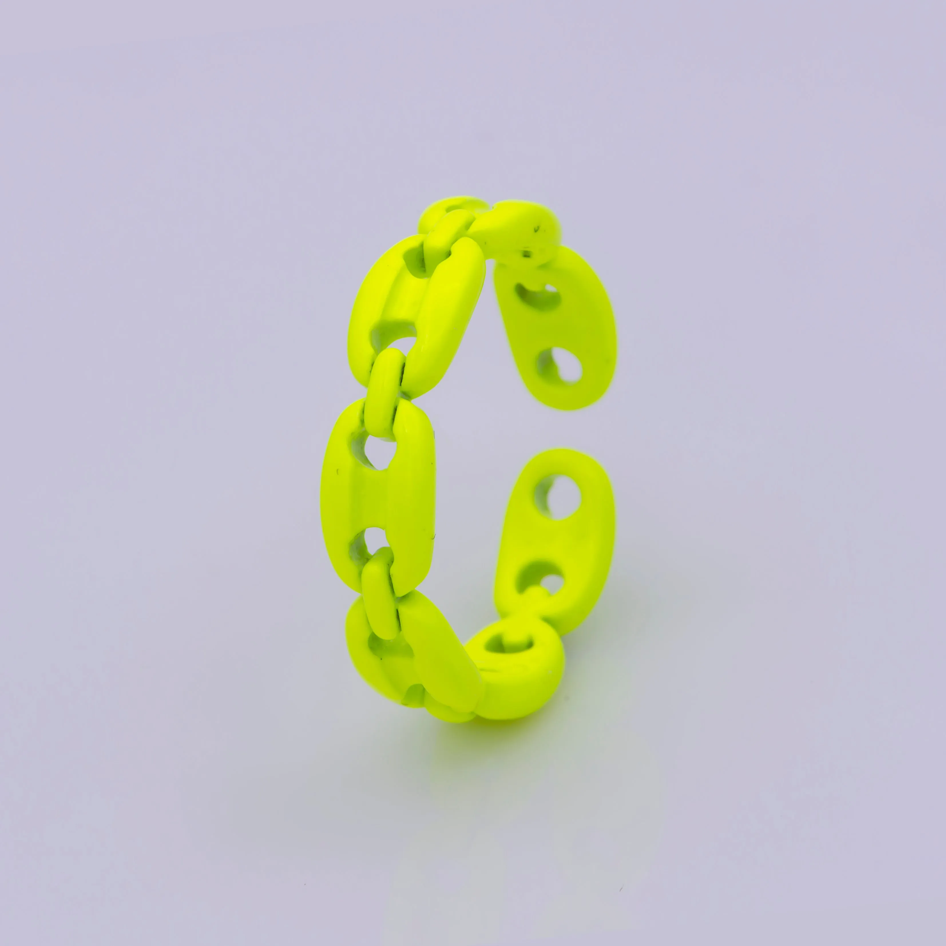 Neon Anchor Ring Link Chain Ring Enamel Statement Jewelry Open Adjustable Ring Y2K Colorful Ring