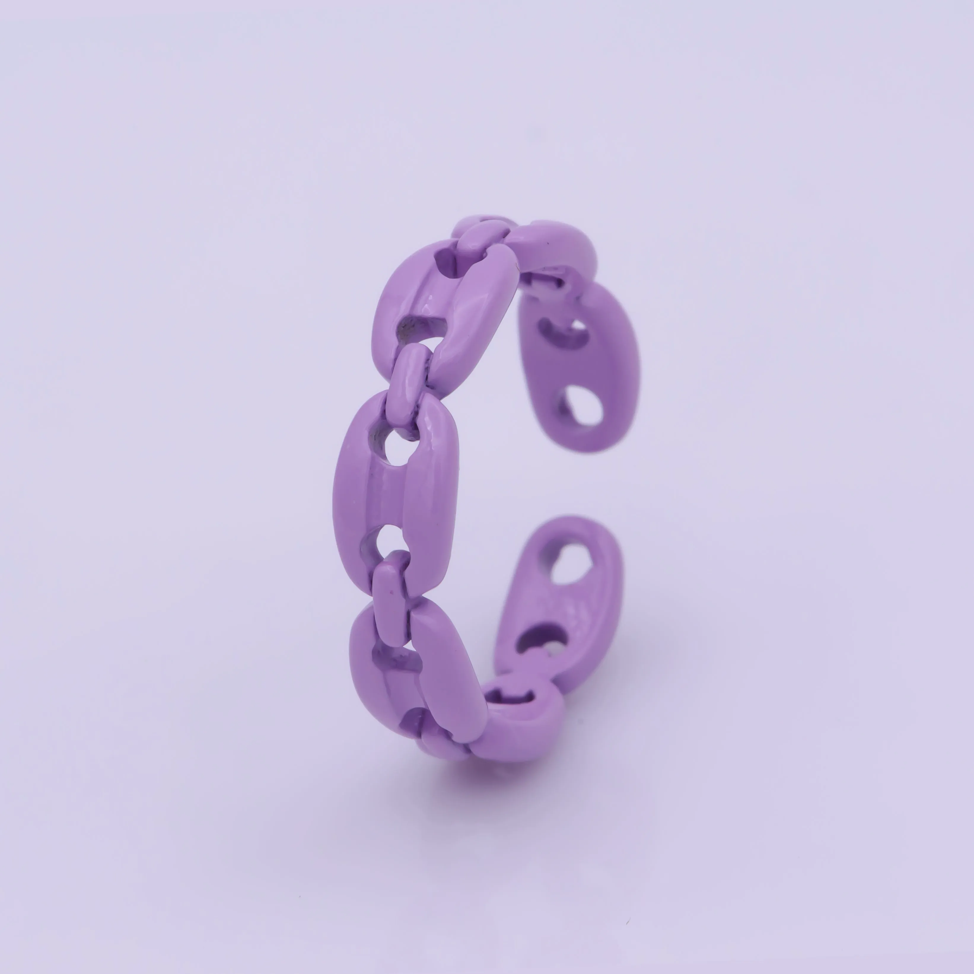Neon Anchor Ring Link Chain Ring Enamel Statement Jewelry Open Adjustable Ring Y2K Colorful Ring