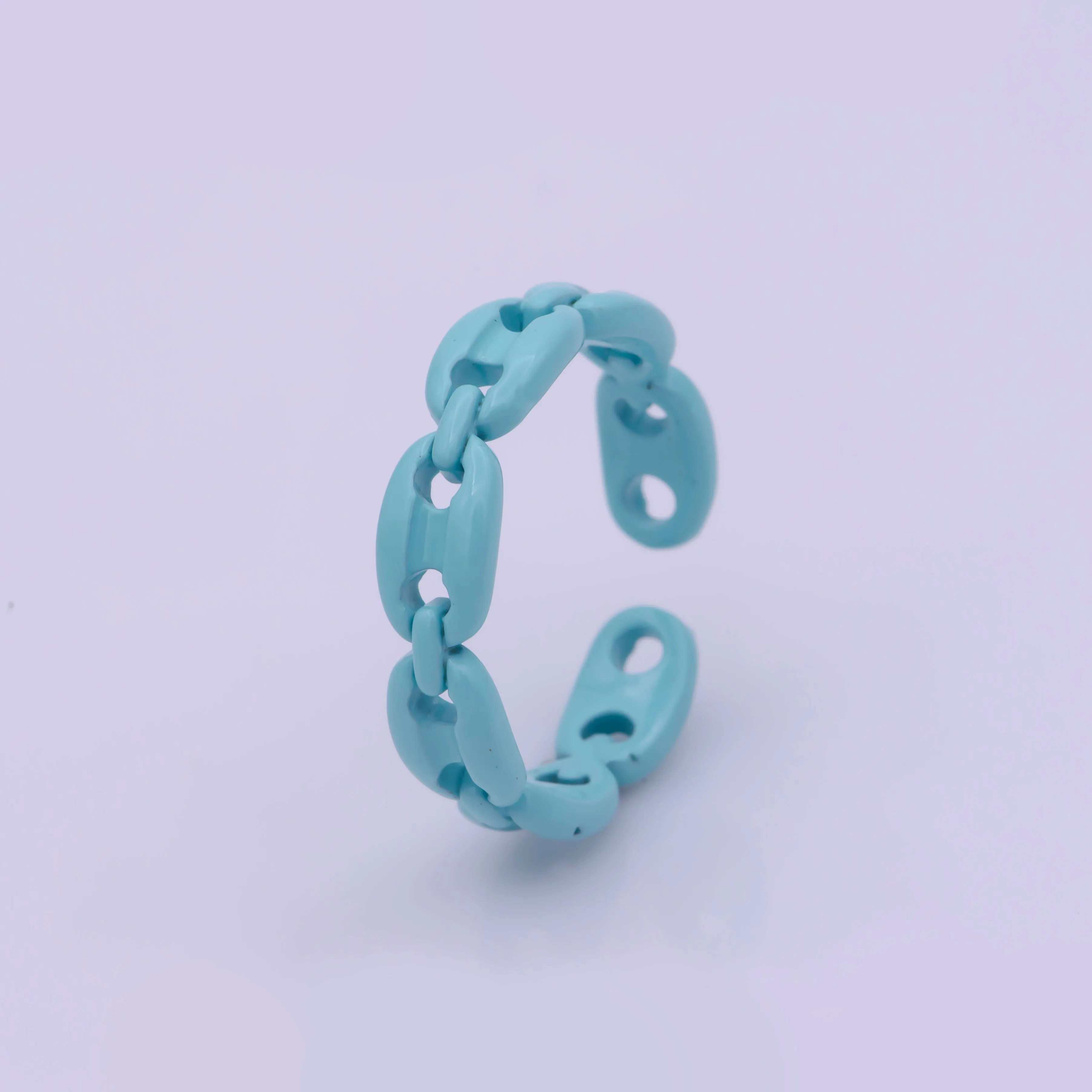 Neon Anchor Ring Link Chain Ring Enamel Statement Jewelry Open Adjustable Ring Y2K Colorful Ring