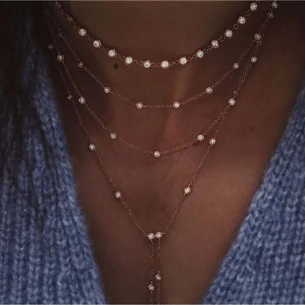 New 2024 Geometry Star Moon Lock Necklace Multi Layer Fashion Necklace Boho Multi-Level Pendants Necklaces Chokers Bohemian Jewelry