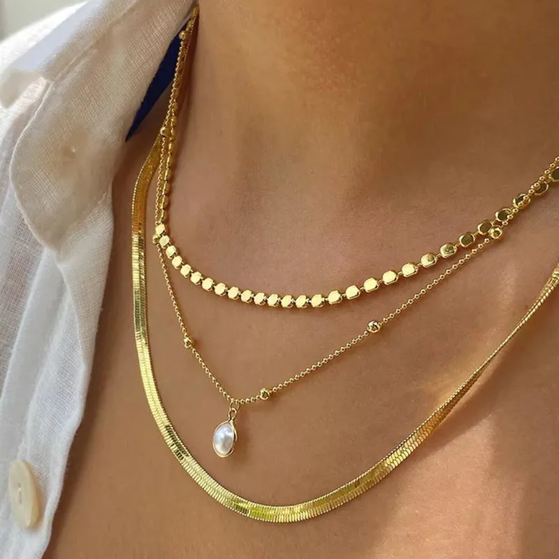 New 2024 Geometry Star Moon Lock Necklace Multi Layer Fashion Necklace Boho Multi-Level Pendants Necklaces Chokers Bohemian Jewelry