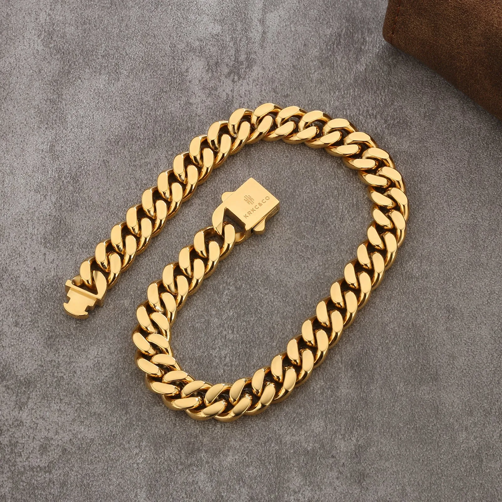NEW | 8mm Curb Chain Bracelets with Hook Buckle Clasp in White Gold/18K Gold