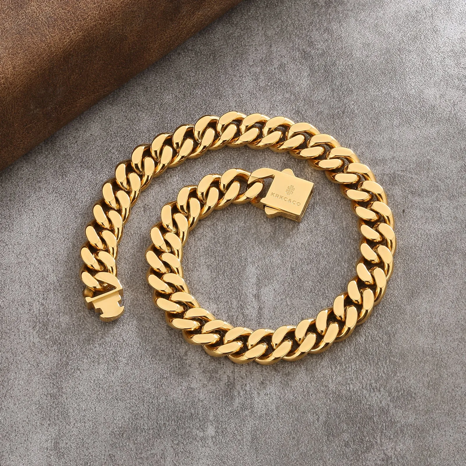 NEW | 8mm Curb Chain Bracelets with Hook Buckle Clasp in White Gold/18K Gold